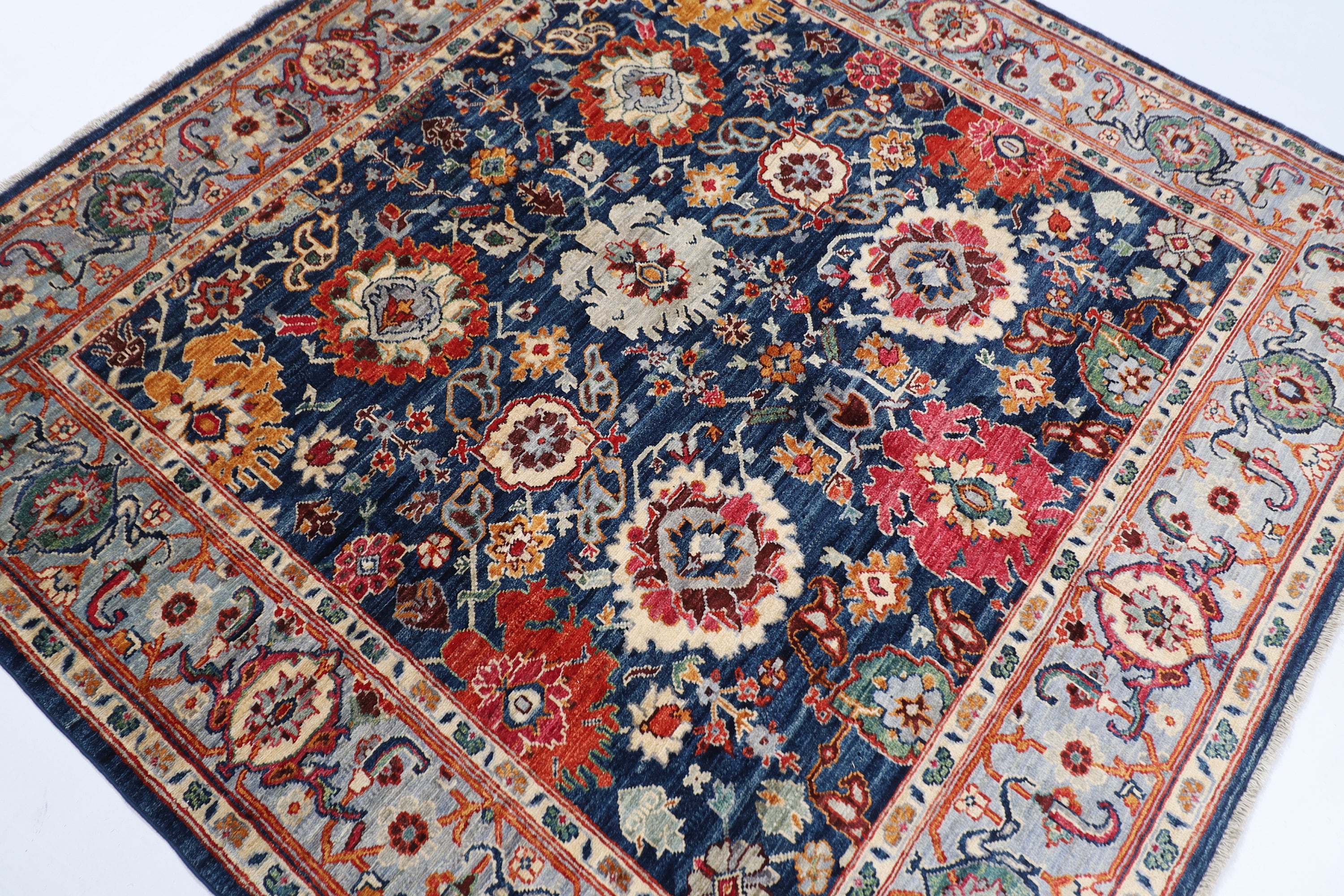 Tribal - 186 x 185 cm, 6.2 x 6.1 ft Hand Knotted Area Rug for Home and Office Decor
