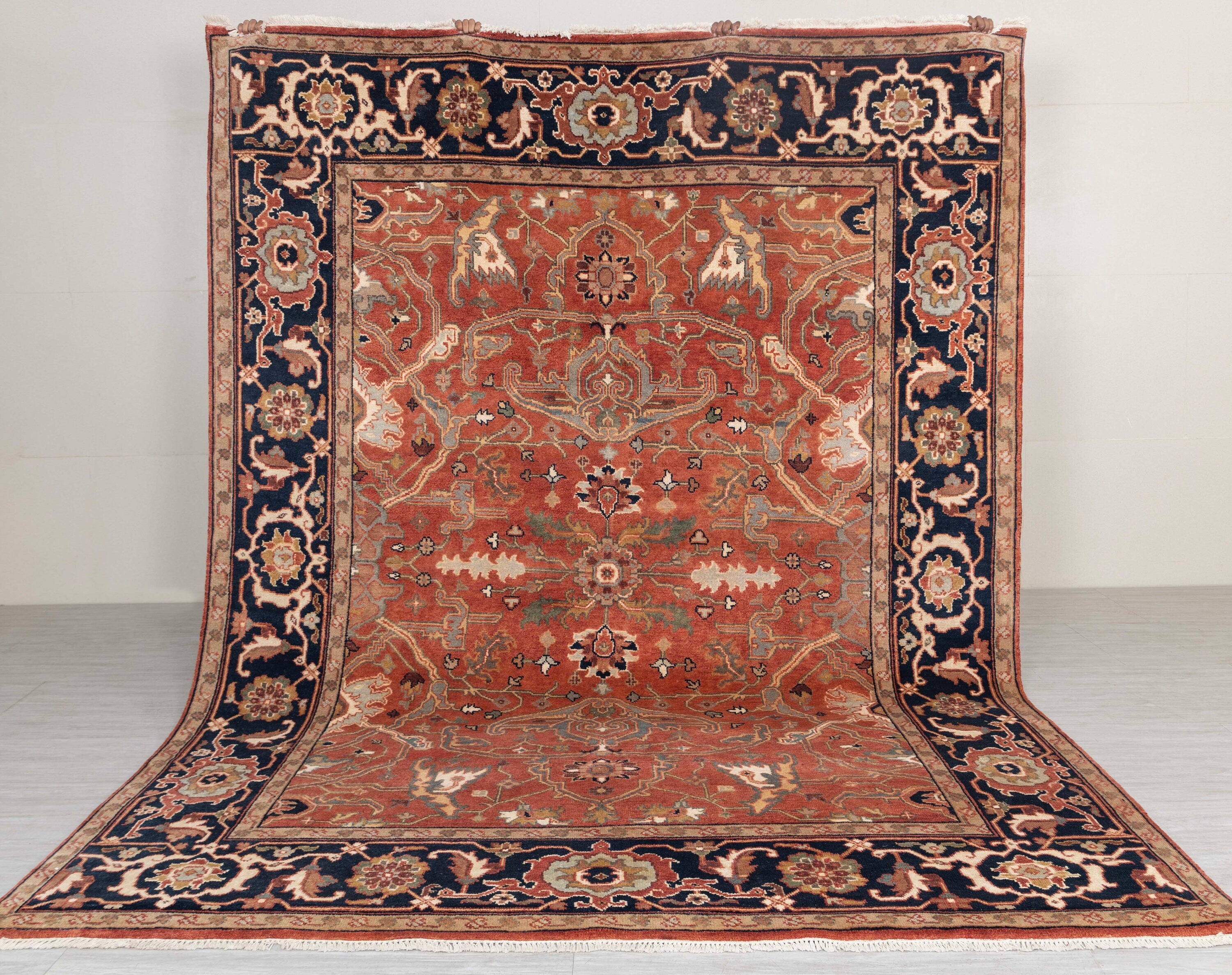 8x10 RustNavy Serapi Retro High Quality Hand Knotted 100% Wool Rug,  Rug P-2735