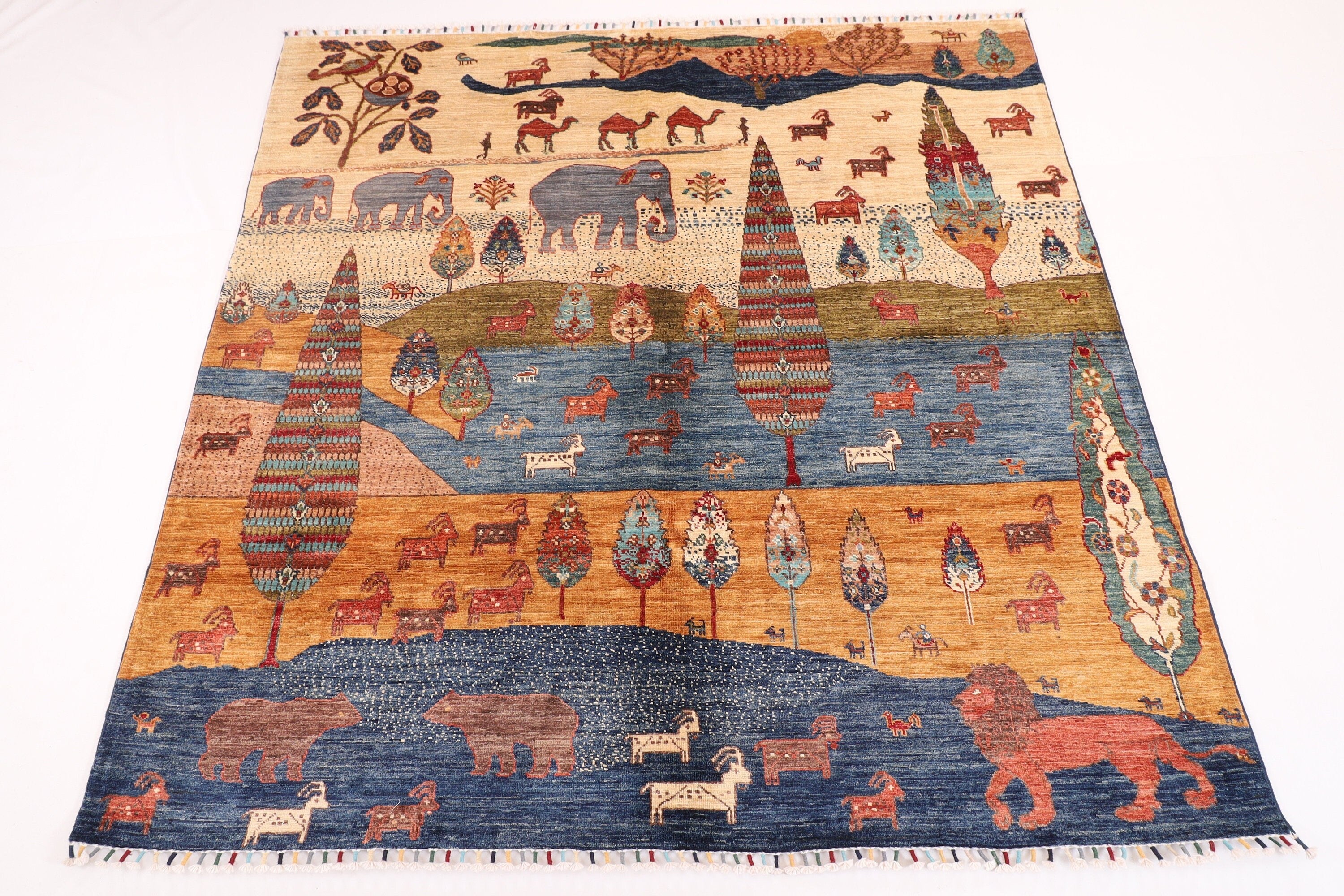 Tribal - 199 x 194 cm (6.7 x 6.5 ft) Hand-Knotted Afghan Wool Rug