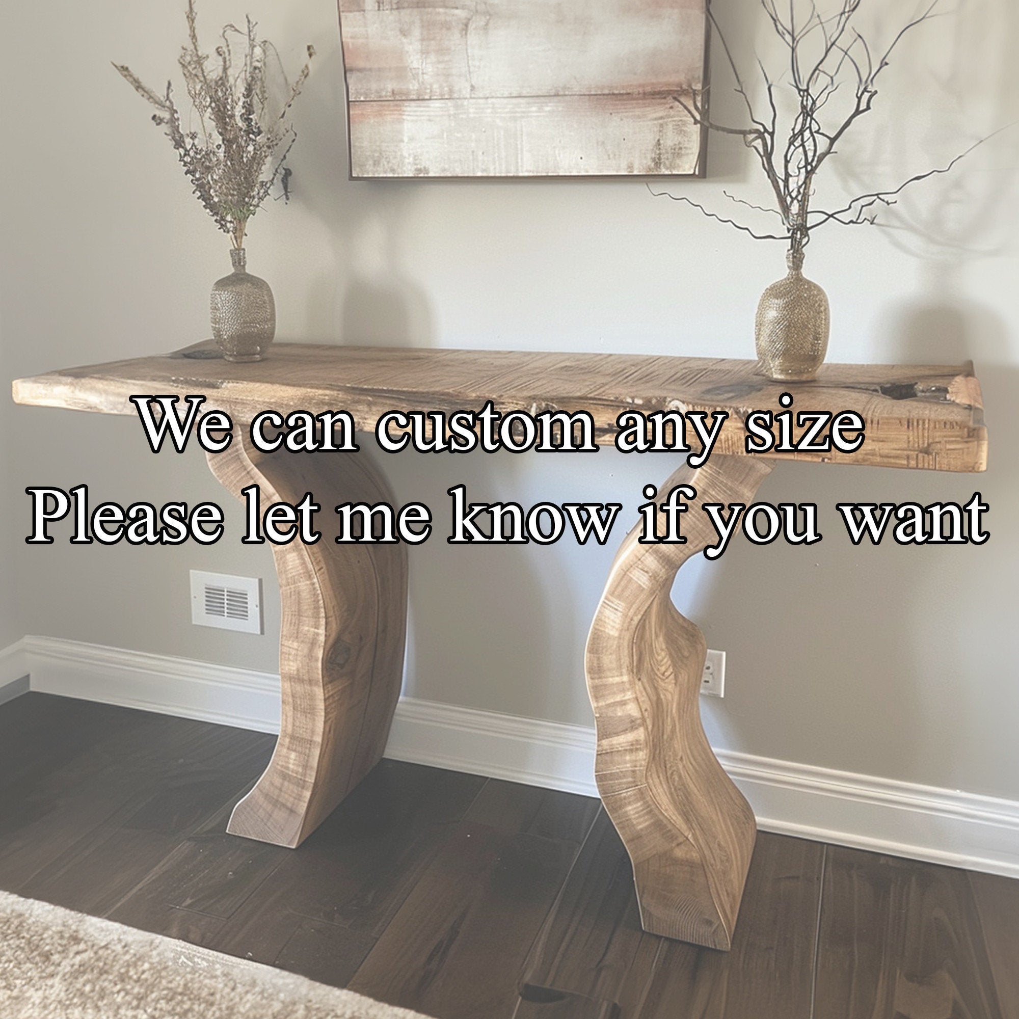 Rustic Natural Wood Console Table