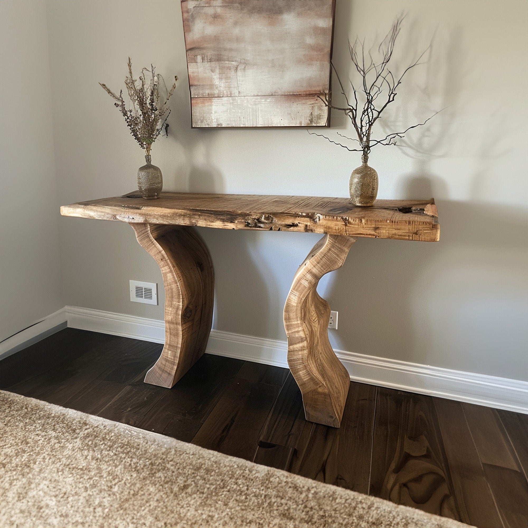 Rustic Natural Wood Console Table