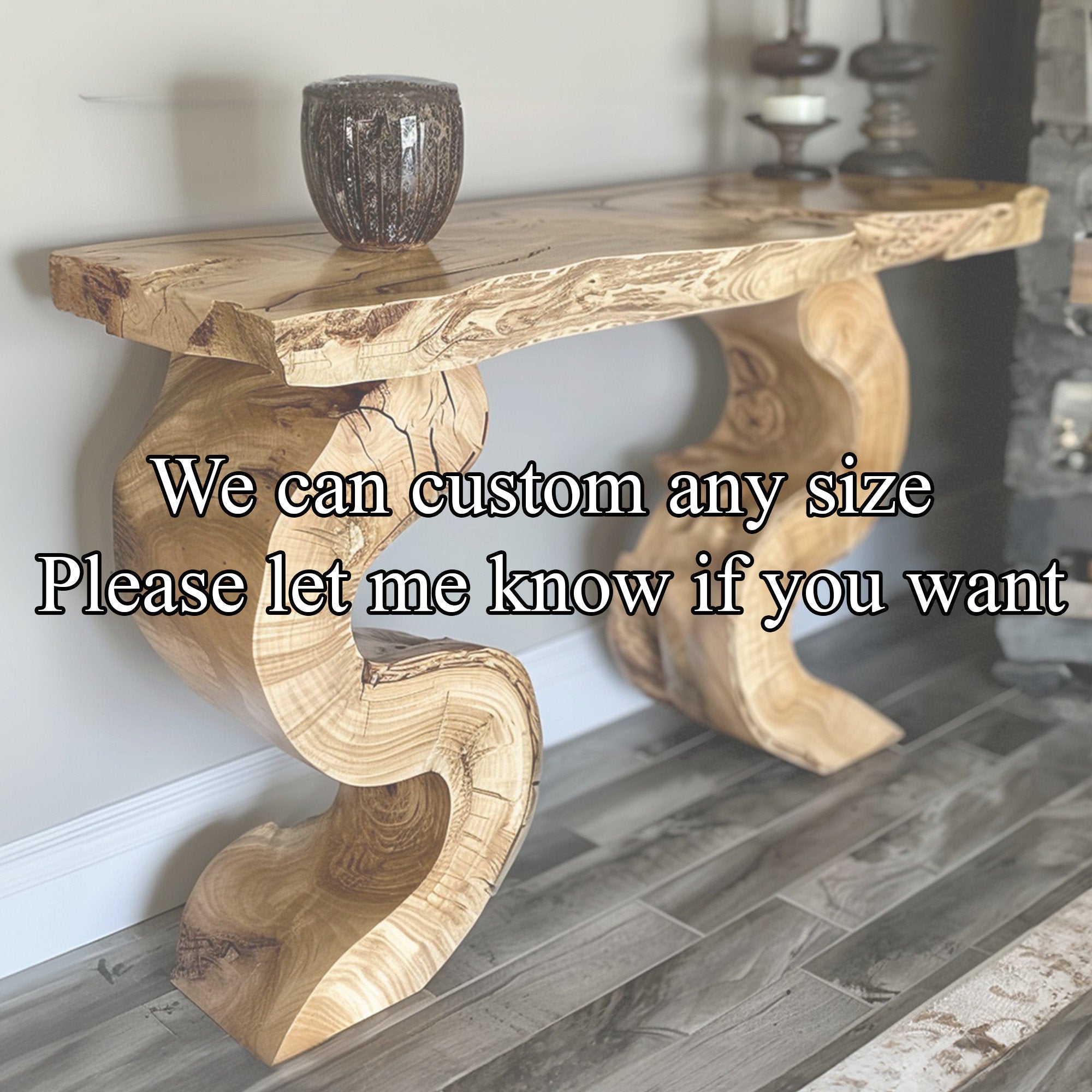 Handmade Rustic Natural Wood Console Table
