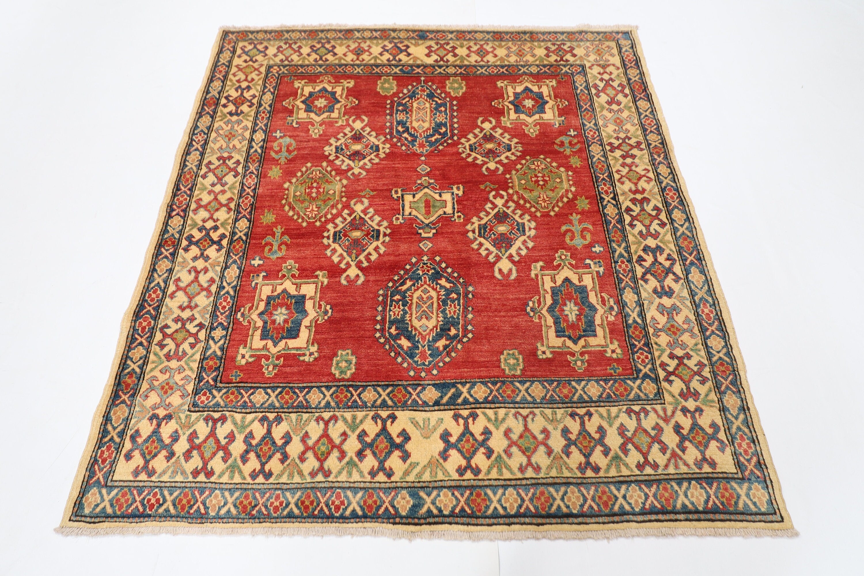 Tribal - 150x170 cm 4'11x5'7 ft Hand-Knotted Afghan Rug for Living Room and Bedroom Decor