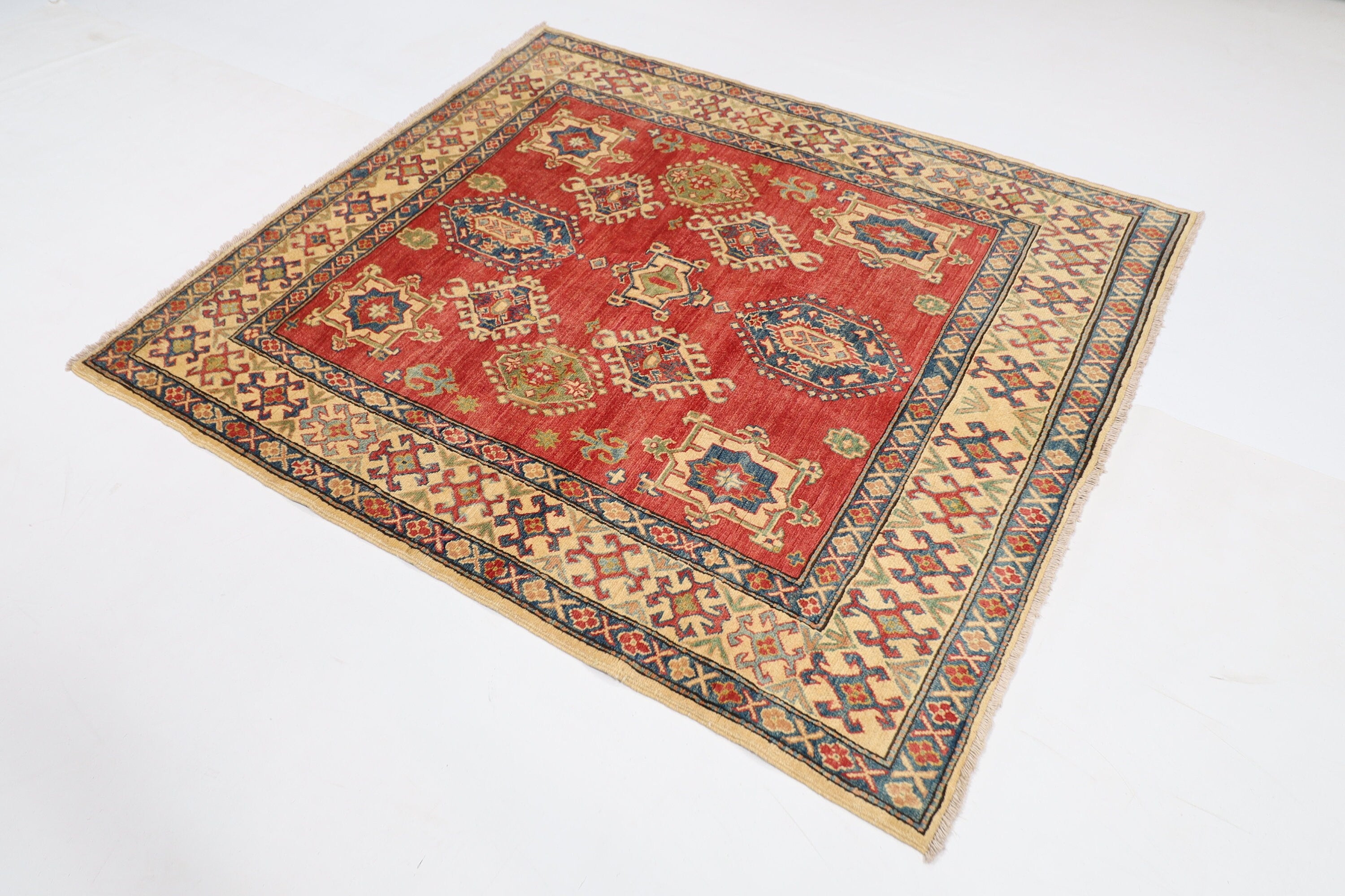 Tribal - 150x170 cm 4'11x5'7 ft Hand-Knotted Afghan Rug for Living Room and Bedroom Decor