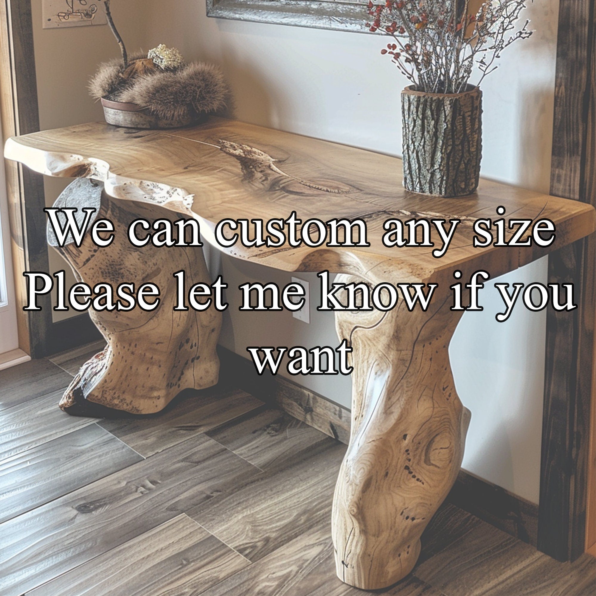 Handmade Rustic Natural Wood Console Table