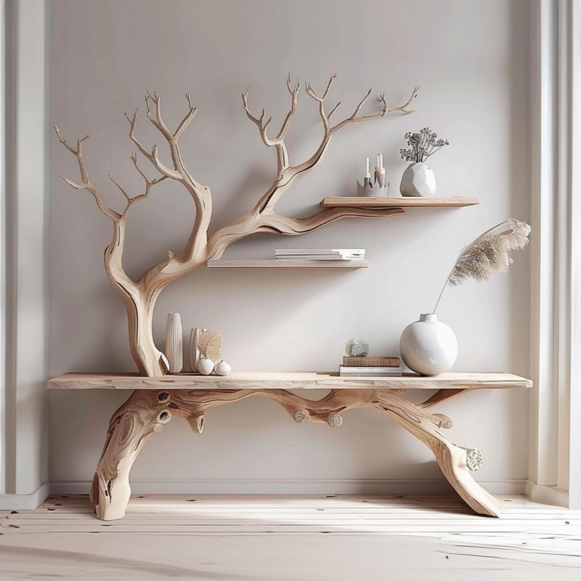 Tree-Branch Console & Bookshelf Set