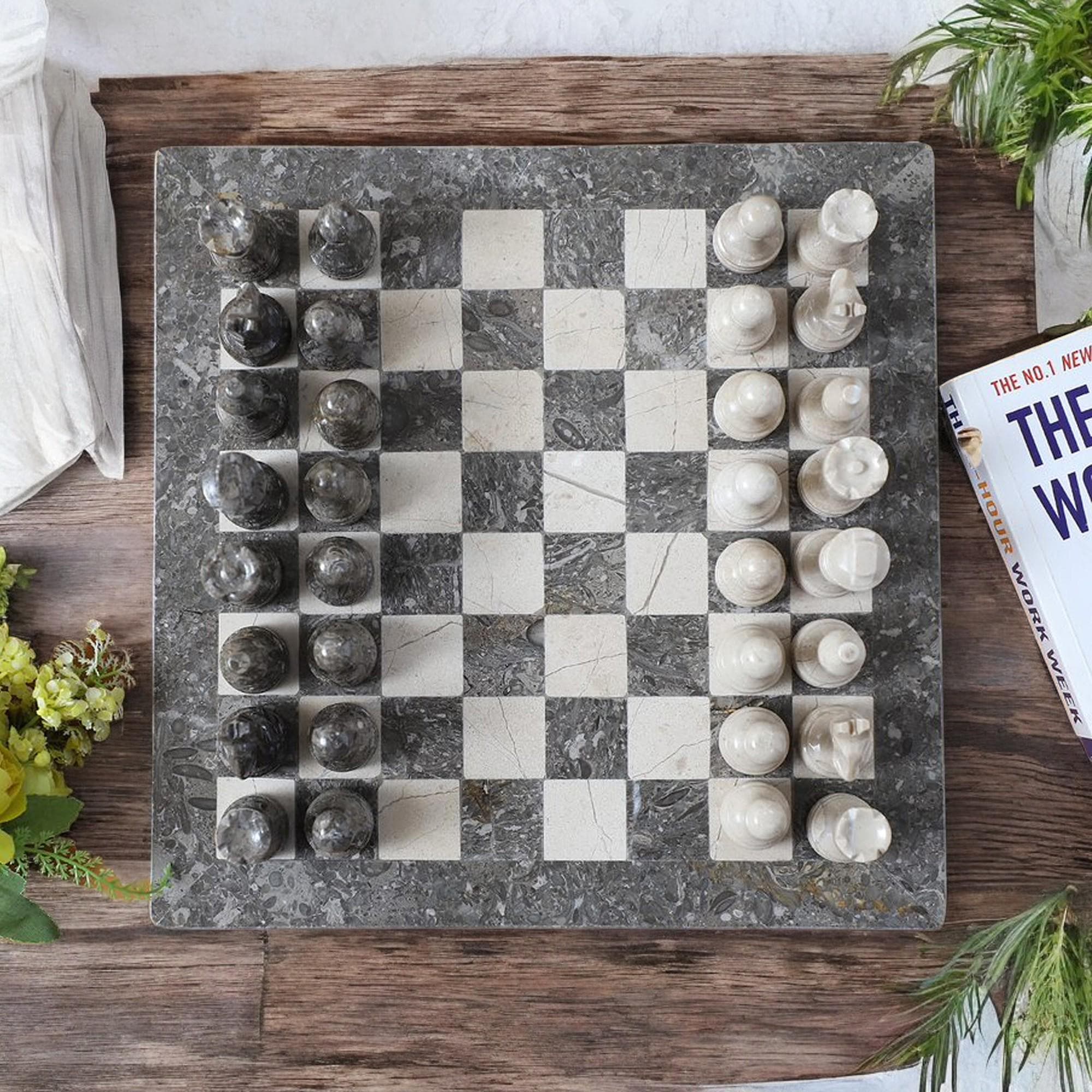 Gray Marble chess board | Marble Chess sets | Artistic board game | Gray & Verona | Christmas gifts for him and her | Luxury Gifts