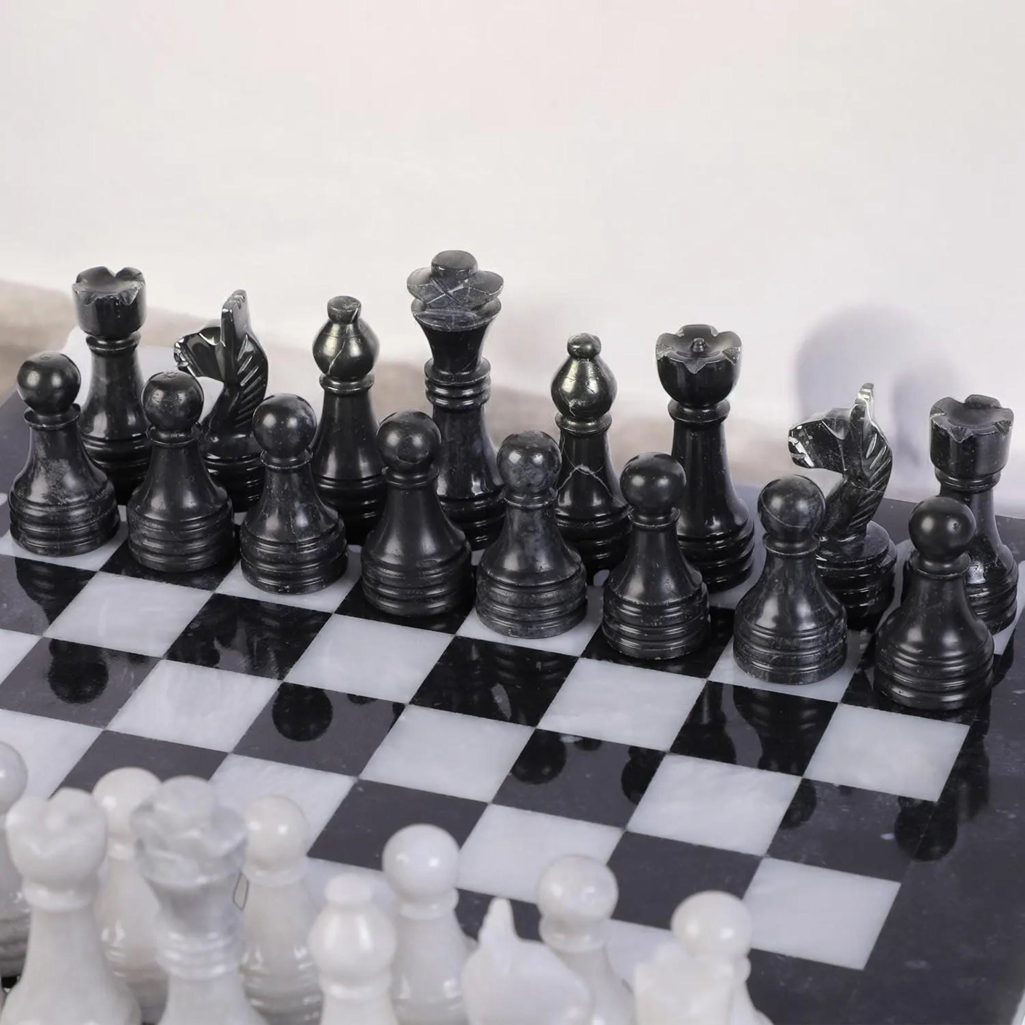 Black Marble chess board game | Marble chess sets | Black & White | Gifts for her | Christmas gifts