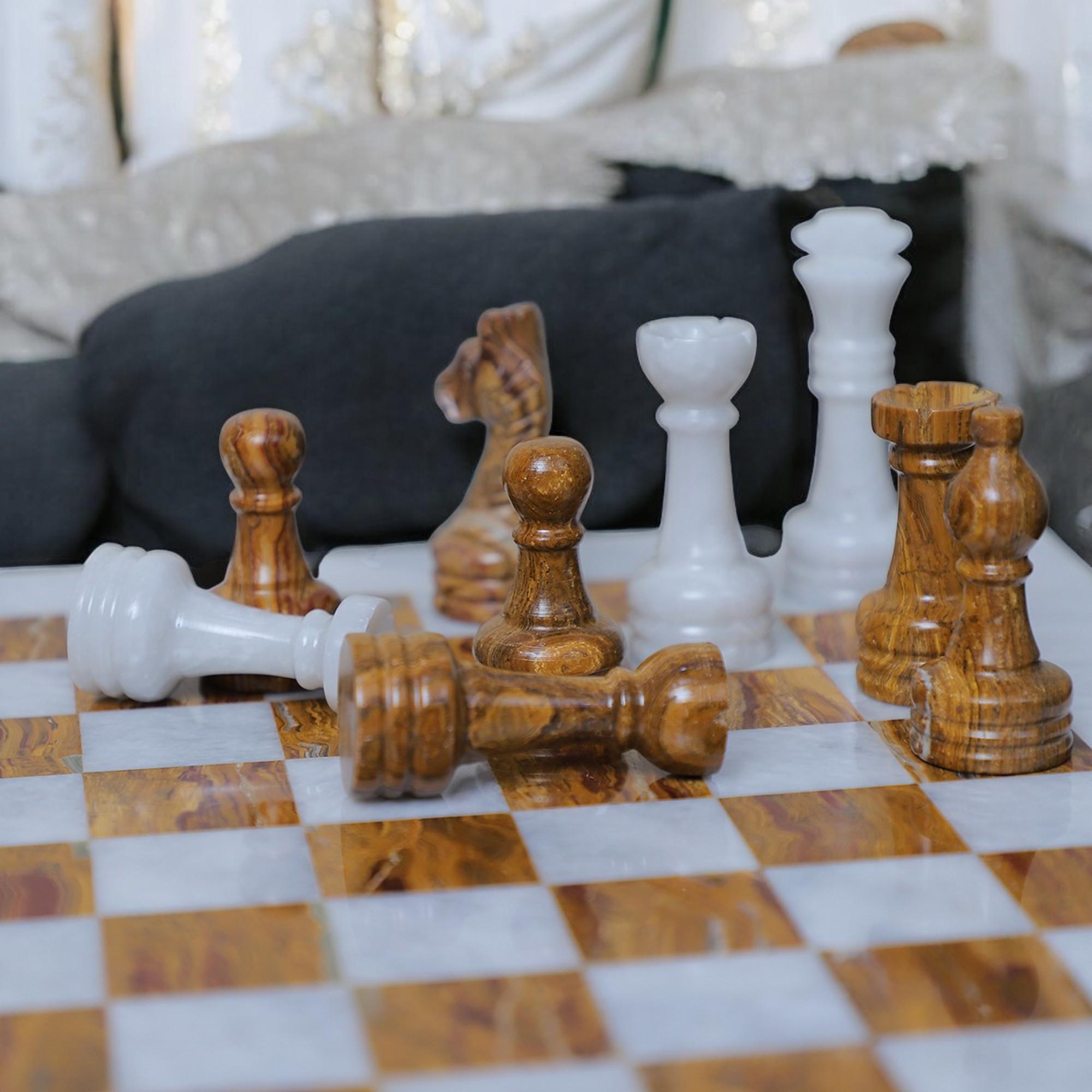 Brown Marble chess board | Marble chess sets | White & Brown | gift for him | Christmas gifts