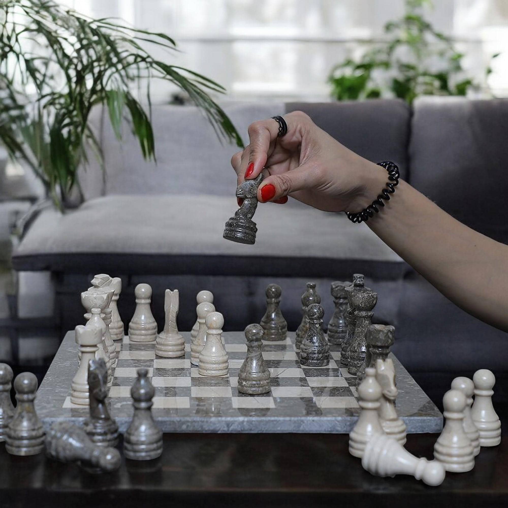 Gray Marble chess board | Marble Chess sets | Artistic board game | Gray & Verona | Christmas gifts for him and her | Luxury Gifts