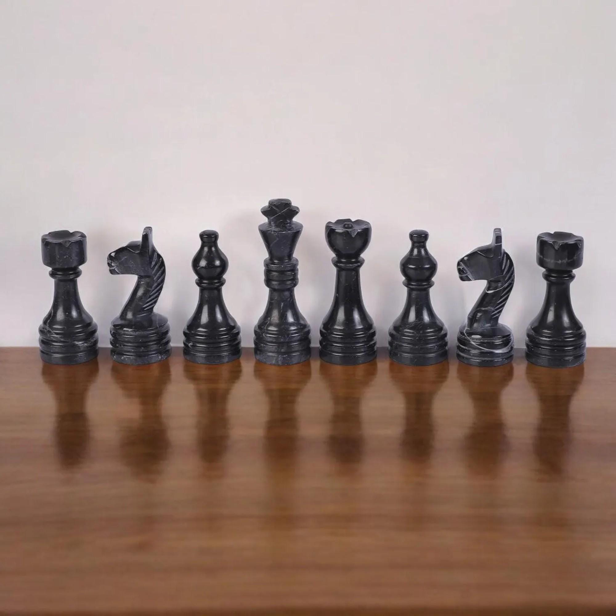 Black Marble chess board game | Marble chess sets | Black & White | Gifts for her | Christmas gifts