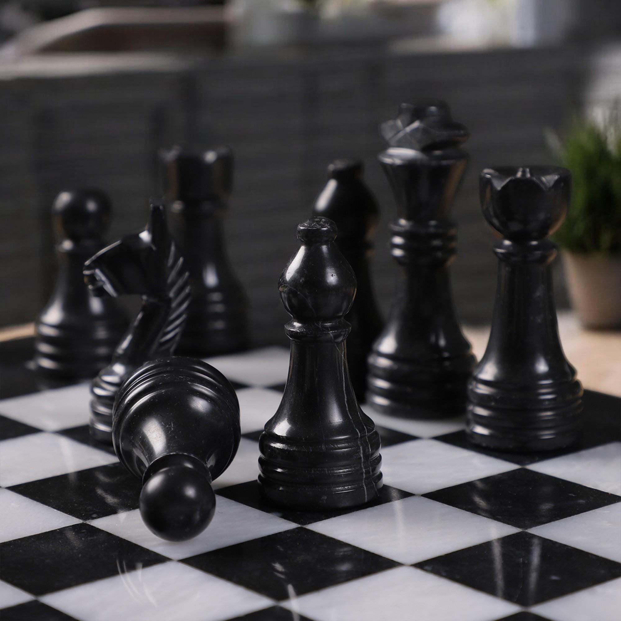 Black Marble chess board game | Marble chess sets | Black & White | Gifts for her | Christmas gifts