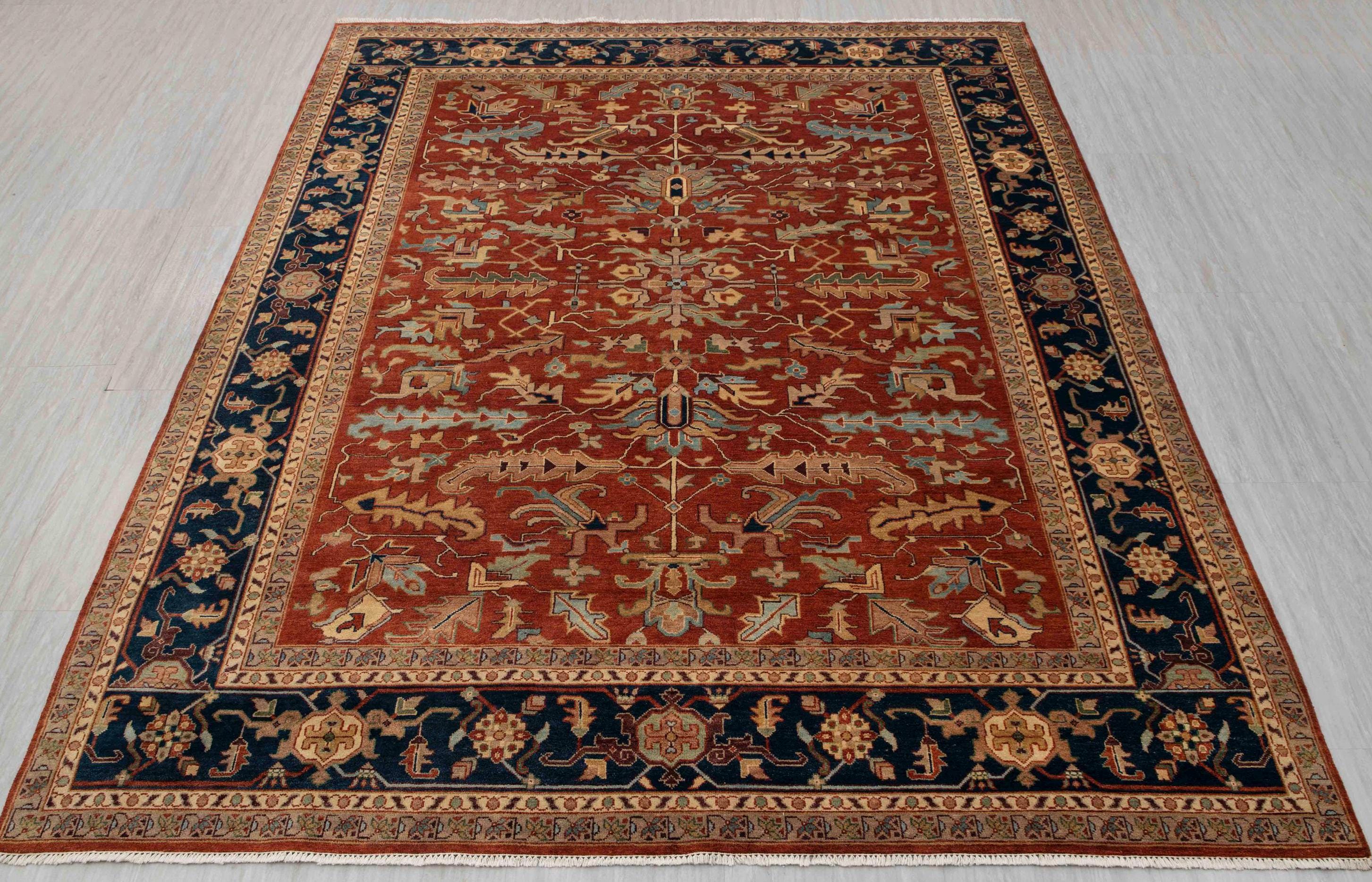 10x14 Classic Indo Persian Serapi Mahal Red Beige Hand Knotted 100% Wool Rug, Free Shipping!!
