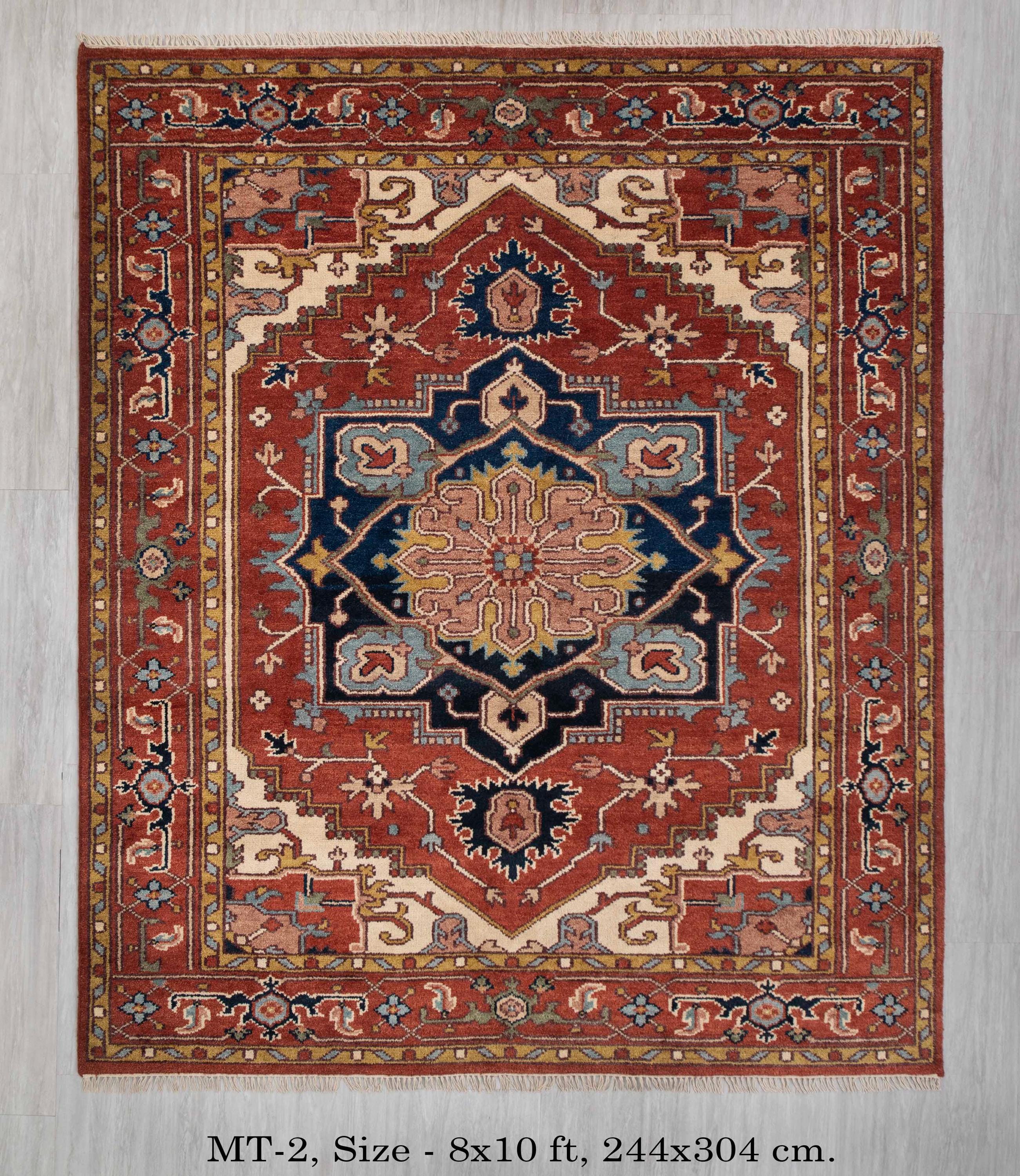Red Rust Heriz Serapi Classic Retro Quality Plush Hand Knotted 100% Wool Rug,  Rug- MT-2