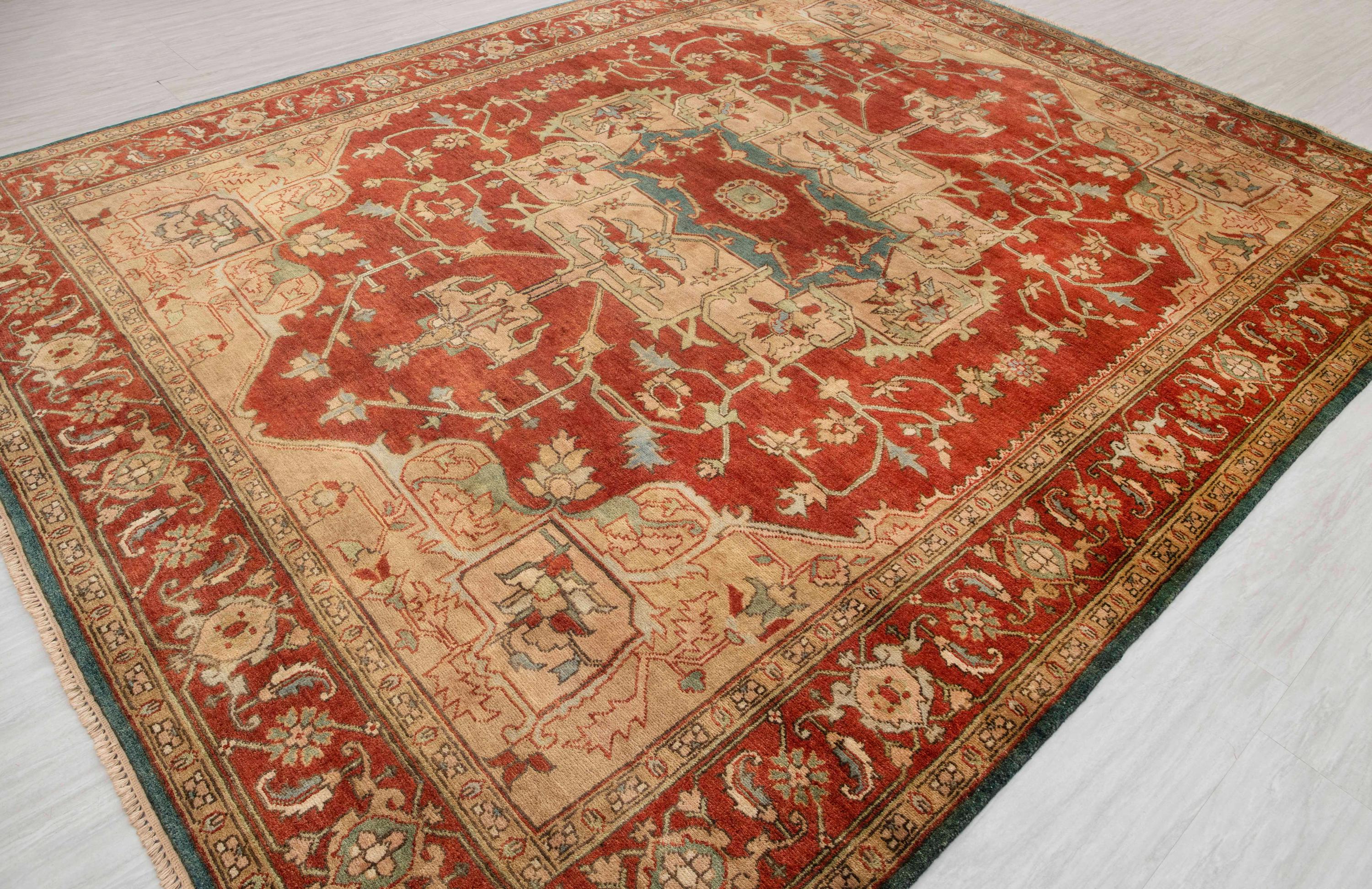 9x12 Rust Tan Baige Classic Serapi Rug High Quality Hand Knotted 100% WOOL Rug #Se-14