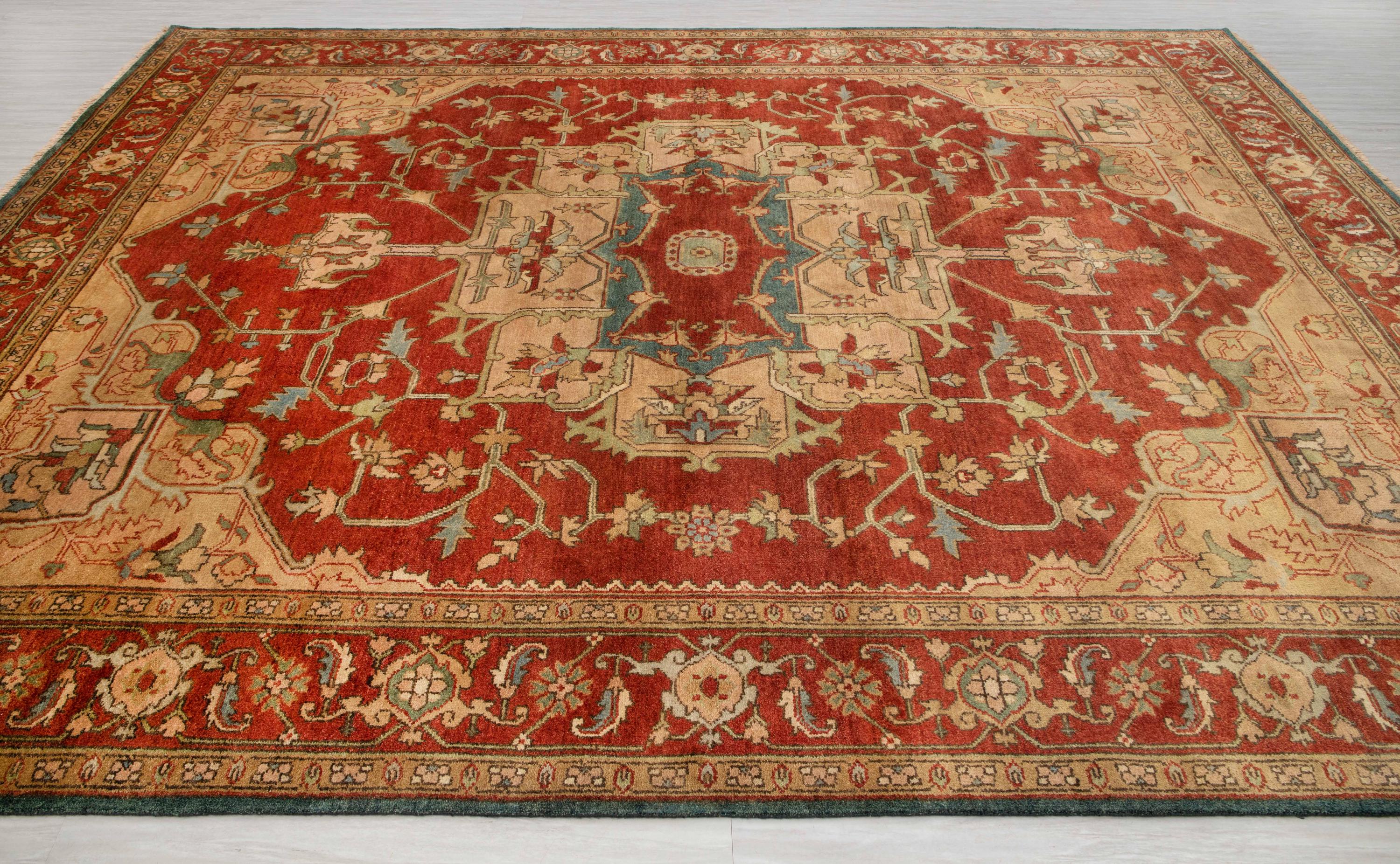 9x12 Rust Tan Baige Classic Serapi Rug High Quality Hand Knotted 100% WOOL Rug #Se-14
