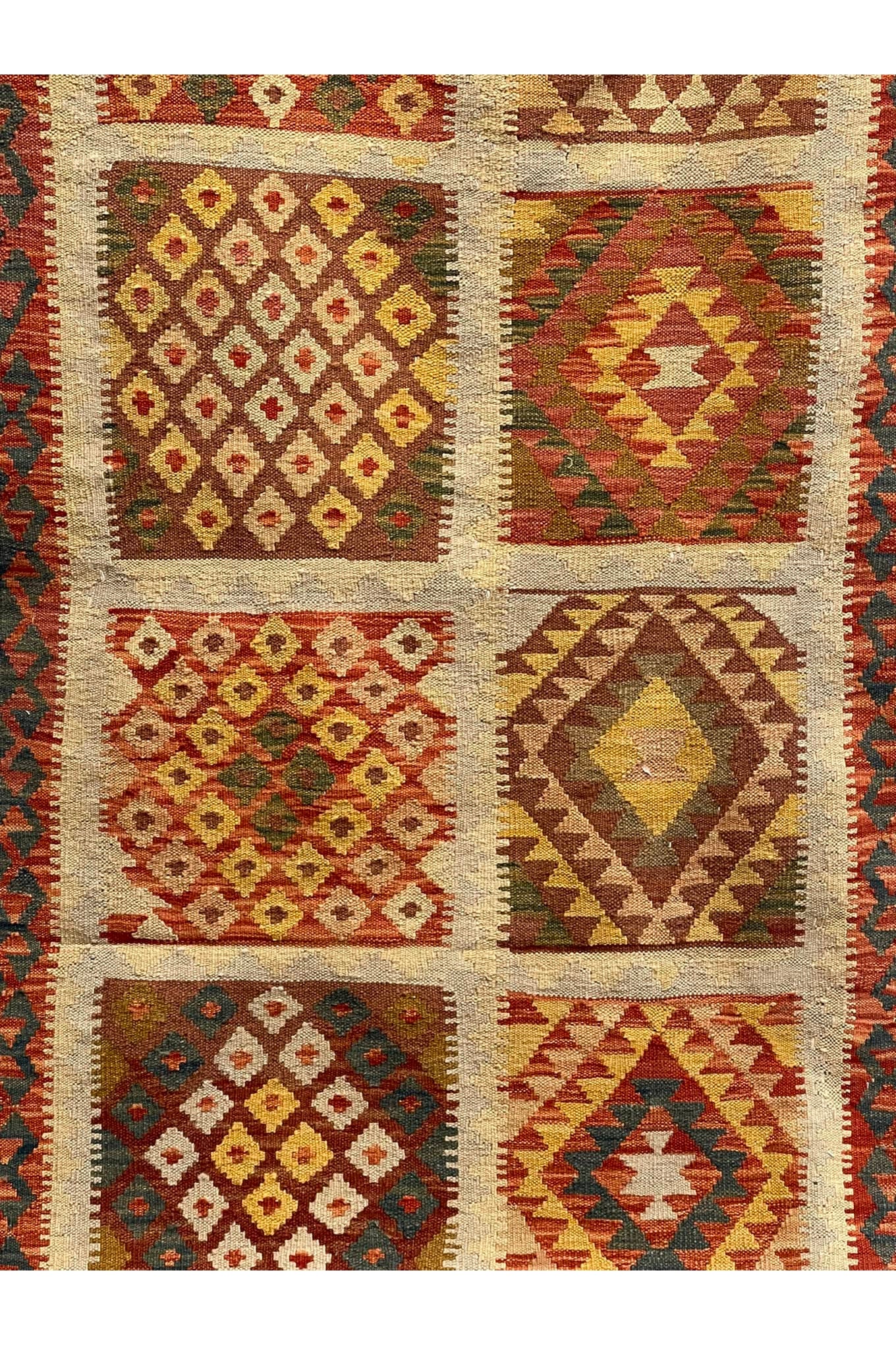 HANDMADE AFGHAN MAIMANA KILIM | 406 X 91CM |