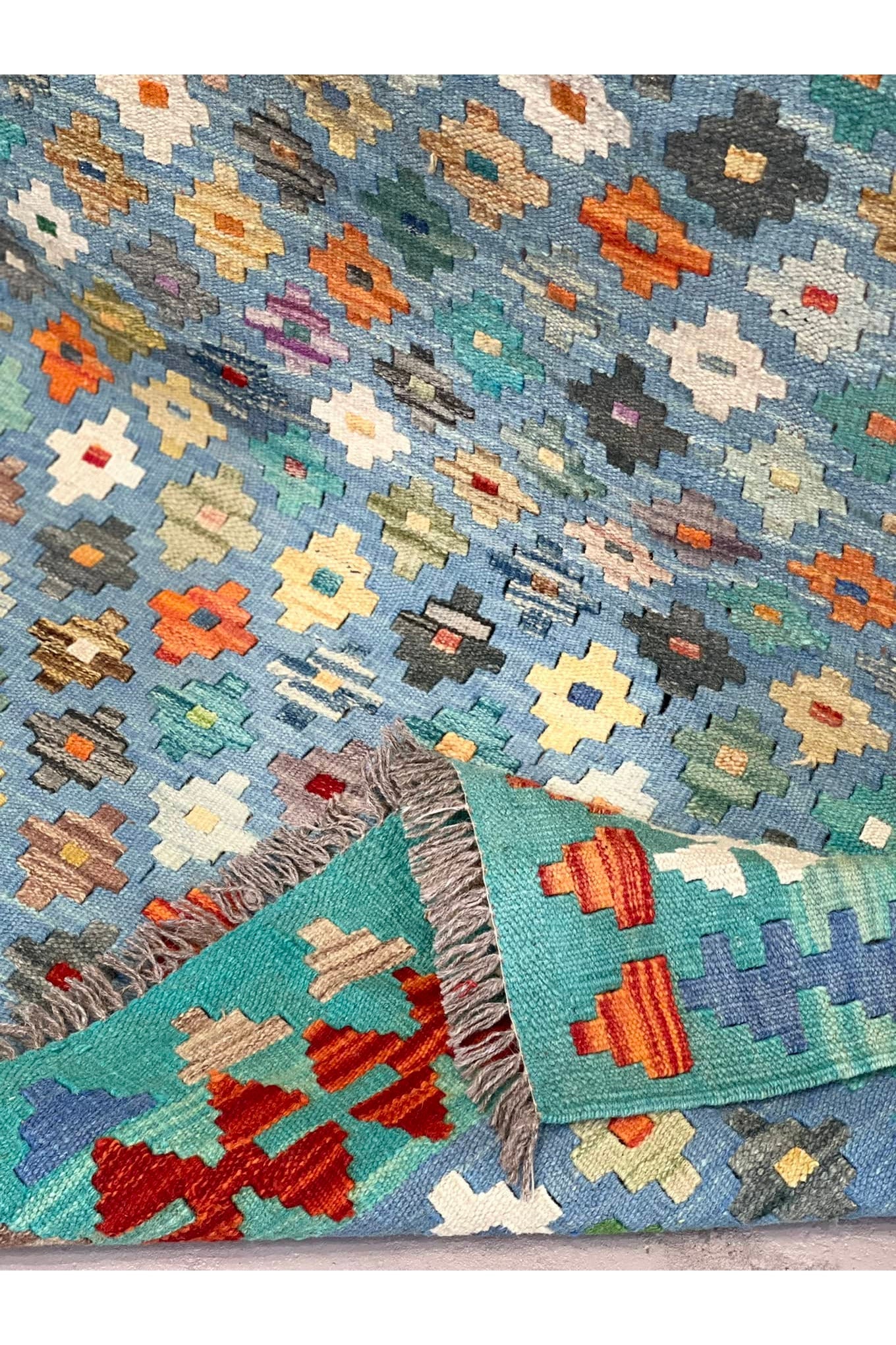 HANDMADE AFGHAN MAIMANA KILIM | 296 X 215 CM |