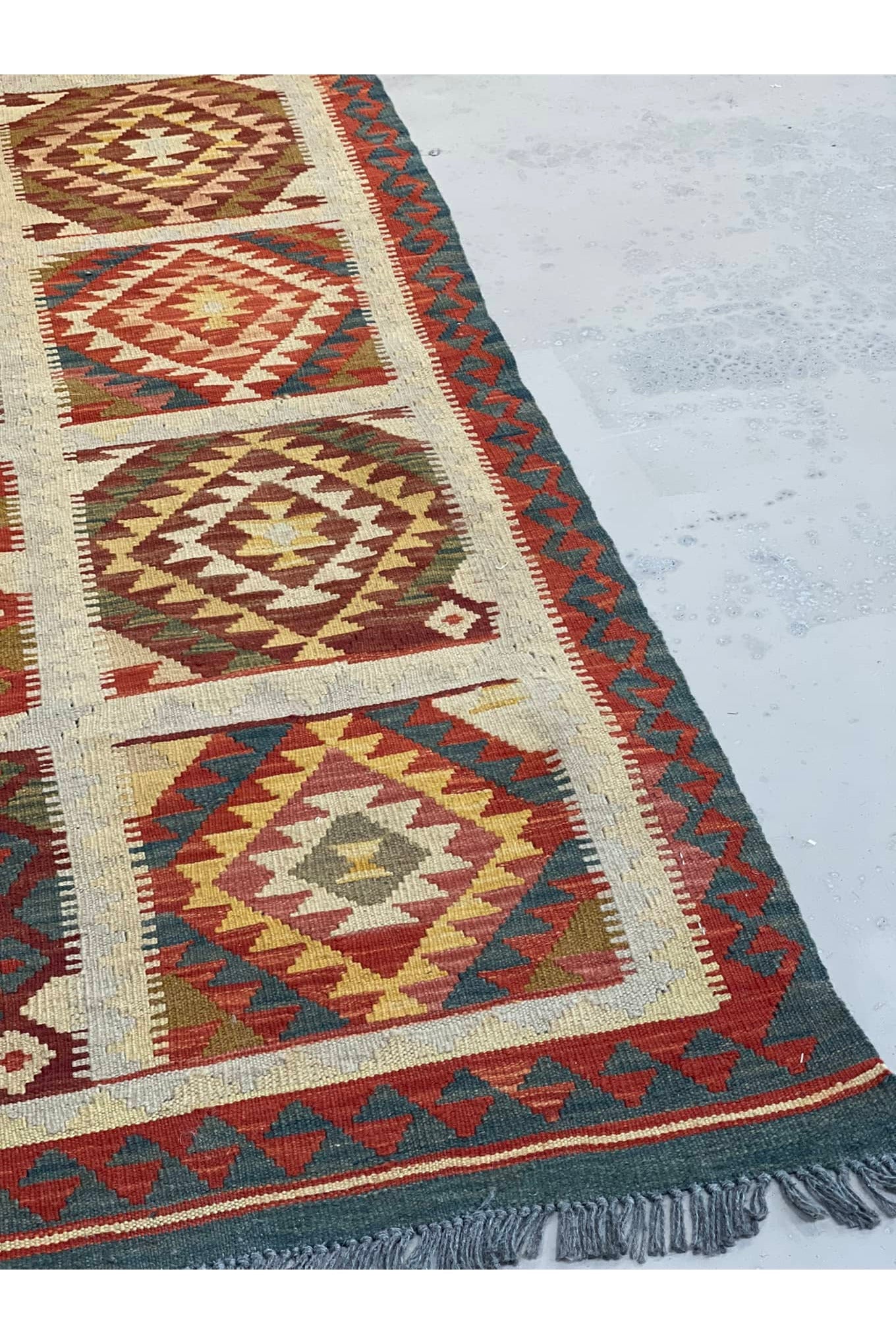 HANDMADE AFGHAN MAIMANA KILIM | 406 X 91CM |