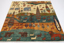 Landscape - 196 x 196 cm, 6.5 x 6.5 ft Afghan Hand - Knotted Wool Rug - Jerm Rugs - Handmade Afghan Rug - Jerm Rugs