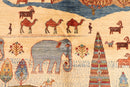 Landscape - 196x198 cm (6'6"x6'6") Hand - Knotted Afghan Rug for Home Decor - Jerm Rugs - Handmade Afghan Rug - Jerm Rugs