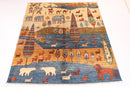 Landscape - 196x198 cm (6'6"x6'6") Hand - Knotted Afghan Rug for Home Decor - Jerm Rugs - Handmade Afghan Rug - Jerm Rugs