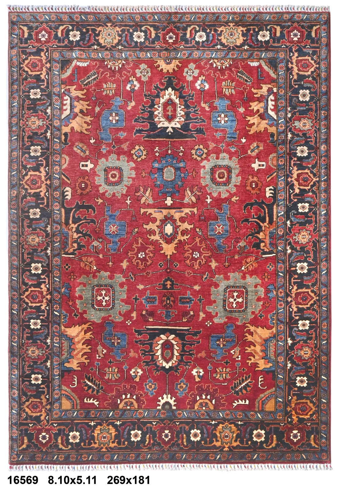 Mehr-e-Herat Afghan hand-knotted Ghazni wool rug, overhead view