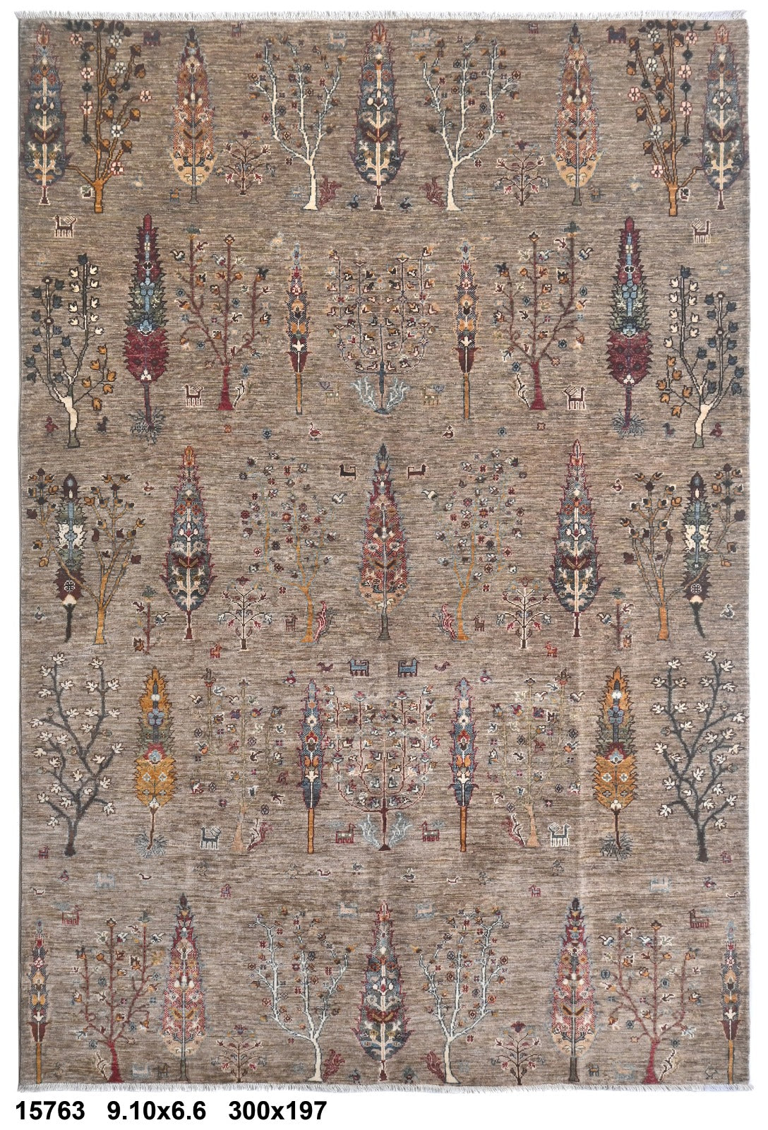 Bagh-e-Bamiyan Afghan hand-knotted Ghazni wool rug, overhead view