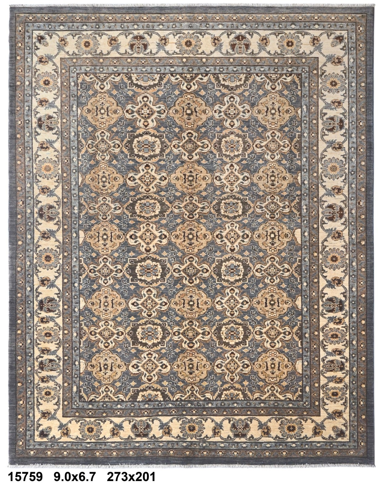 Layl-e-Kabul Afghan hand-knotted Ghazni wool rug, overhead view