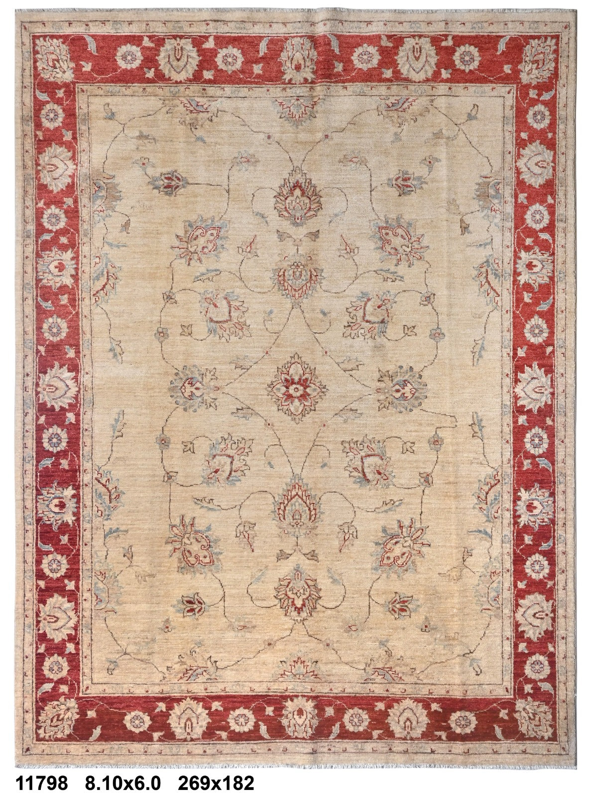 Gul-e-Ghazni Afghan hand-knotted Ghazni wool rug, overhead view