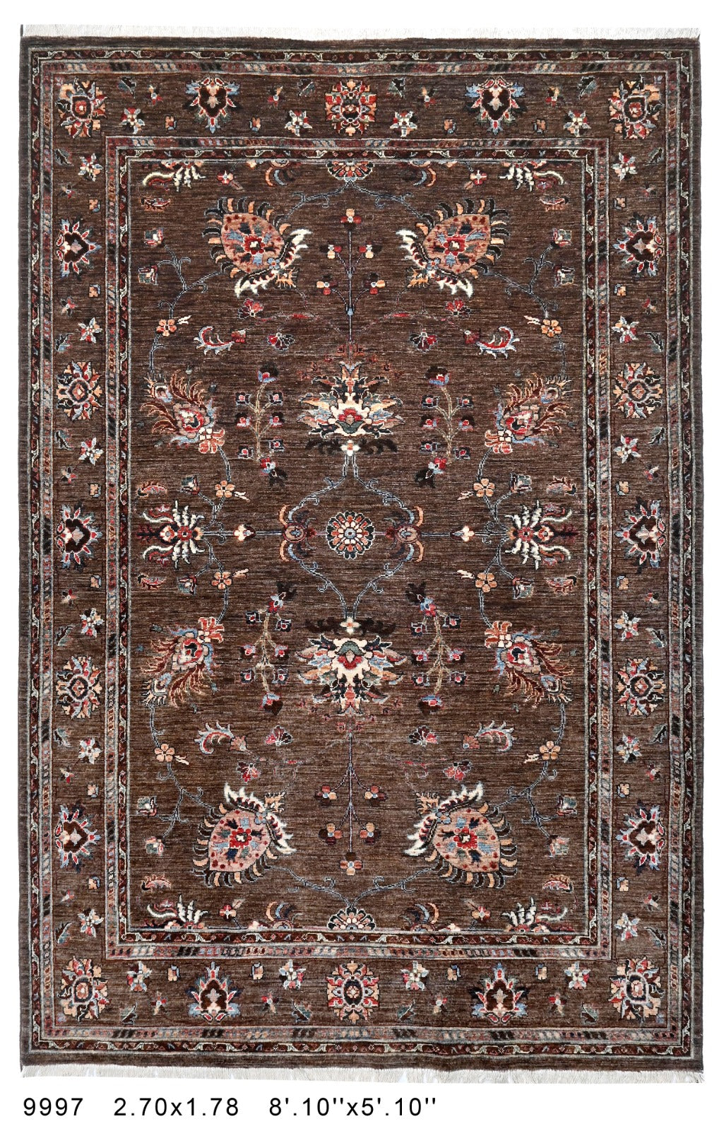 Zamin-e-Mazar Afghan hand-knotted Ghazni wool rug, overhead view
