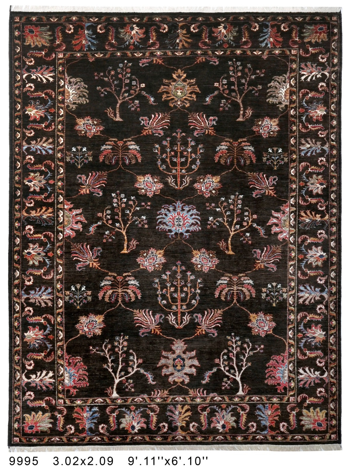 Shabnam-e-Herat Afghan hand-knotted Ghazni wool rug, overhead view
