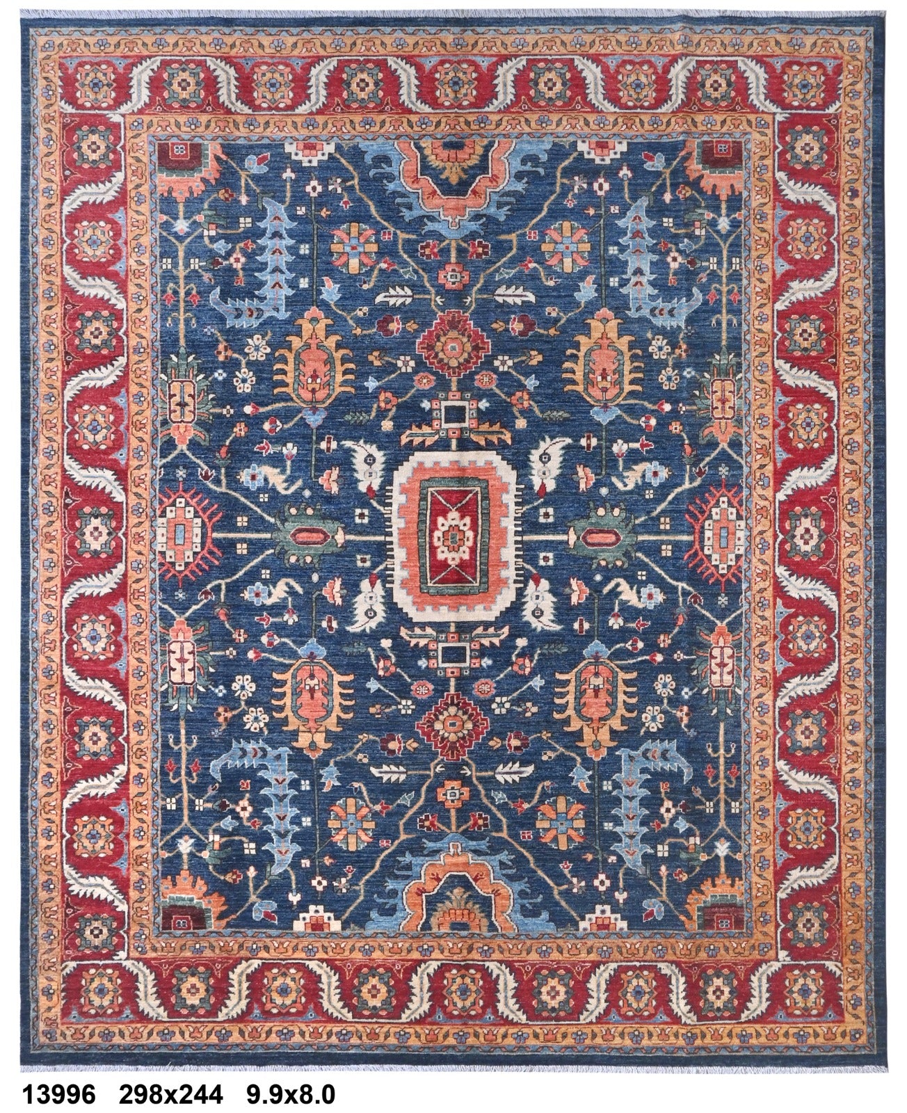 Darbar-e-Kabul Afghan hand-knotted Ghazni wool rug, overhead view