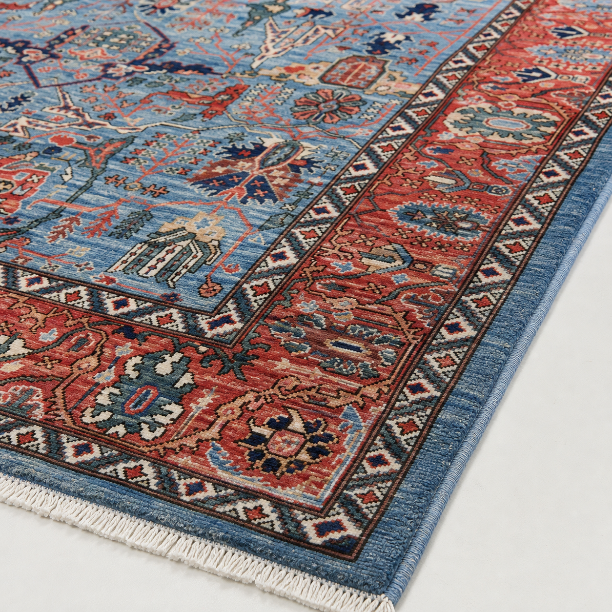 Aseman-e-Surkh Afghan Ghazni wool rug, hand-knotted detail