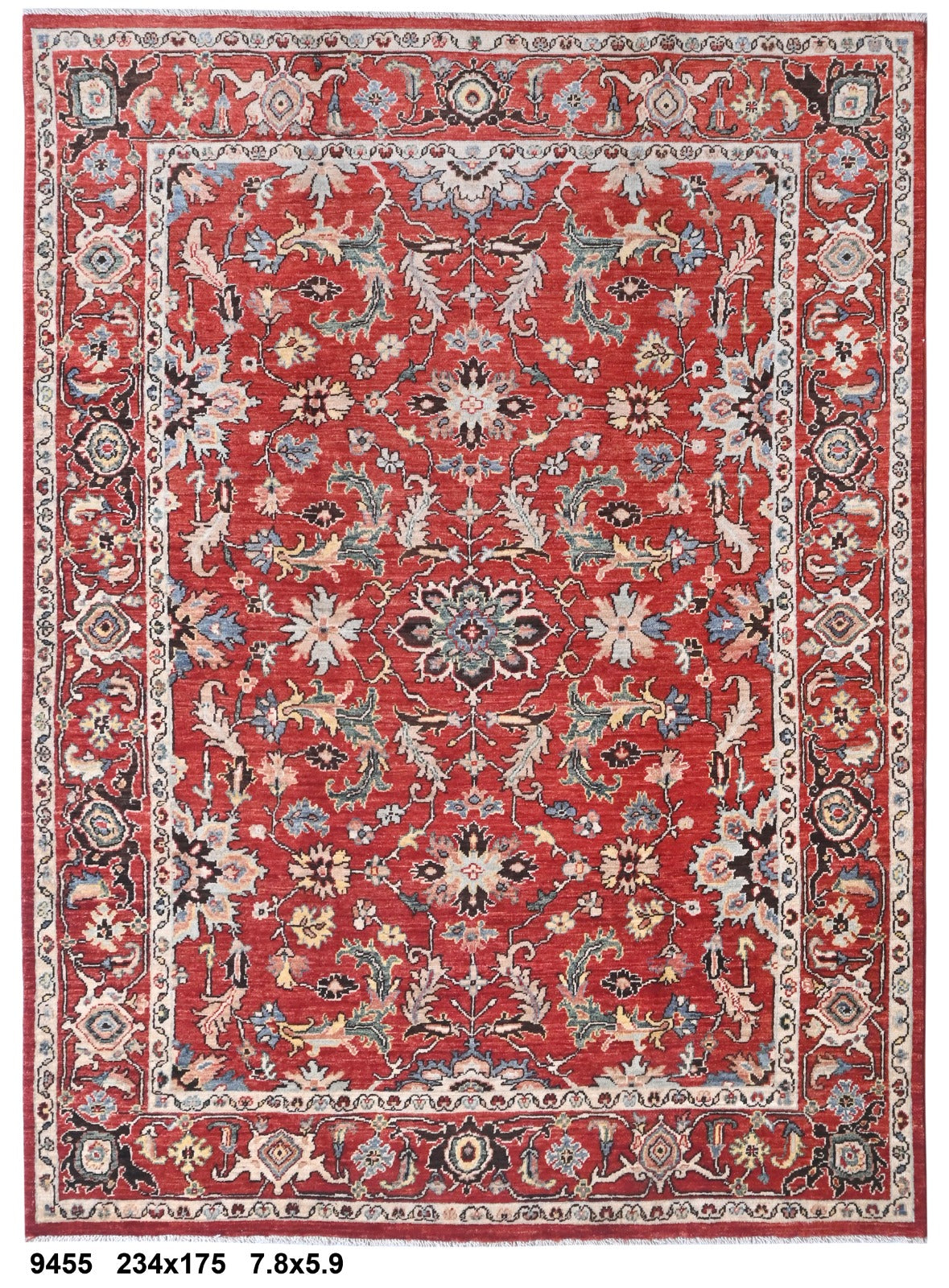 Gul-e-Qandahar Afghan hand-knotted Ghazni wool rug, overhead view