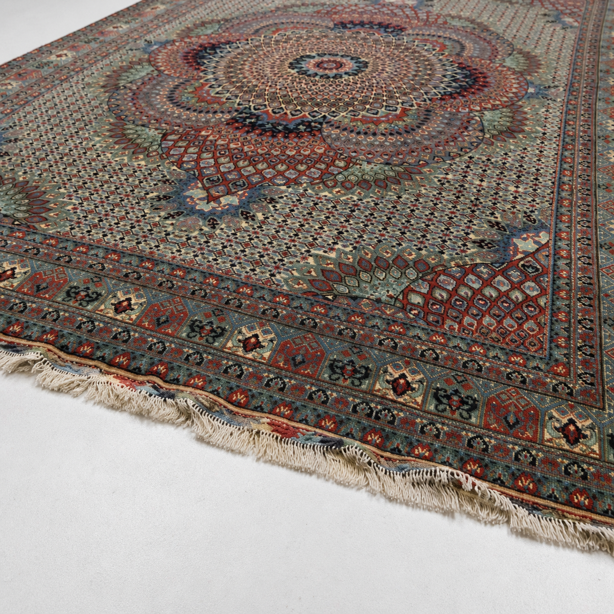 Falak-e-Badakhshan Afghan Ghazni wool rug, hand-knotted detail