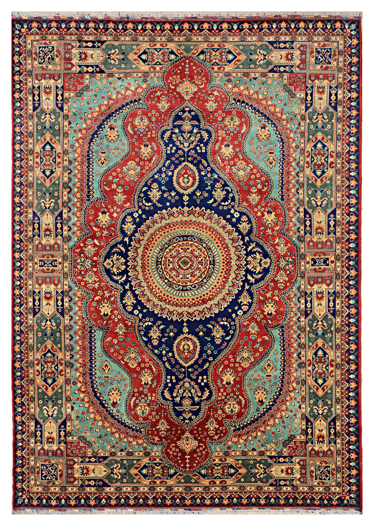 Taj-e-Badakhshan Afghan hand-knotted Ghazni wool rug, overhead view