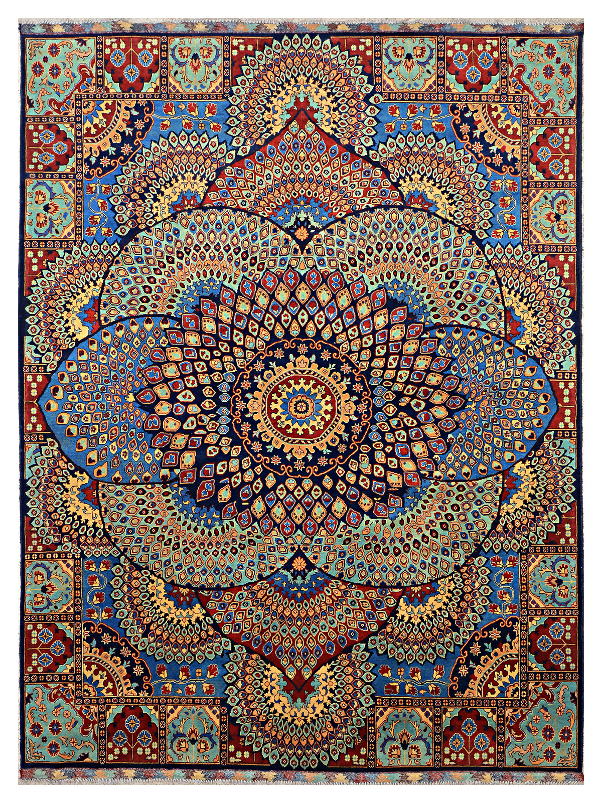 Taus-e-Nur Afghan hand-knotted Ghazni wool rug, overhead view