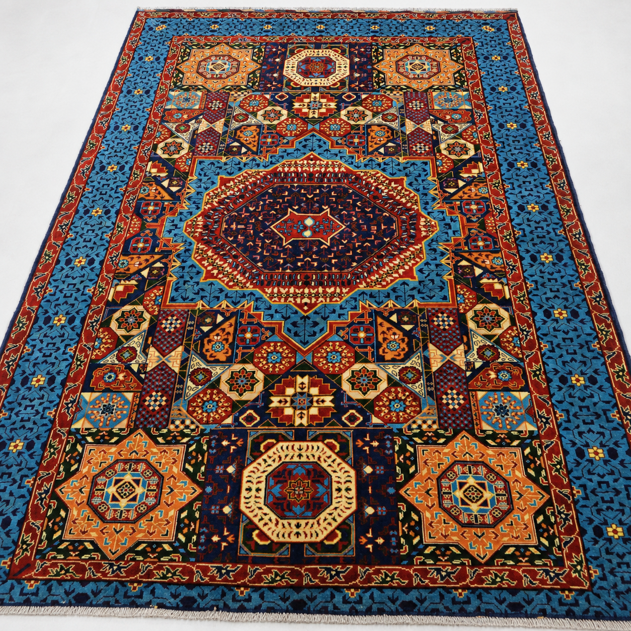 Qala-e-Kabul Afghan Ghazni wool rug, hand-knotted detail