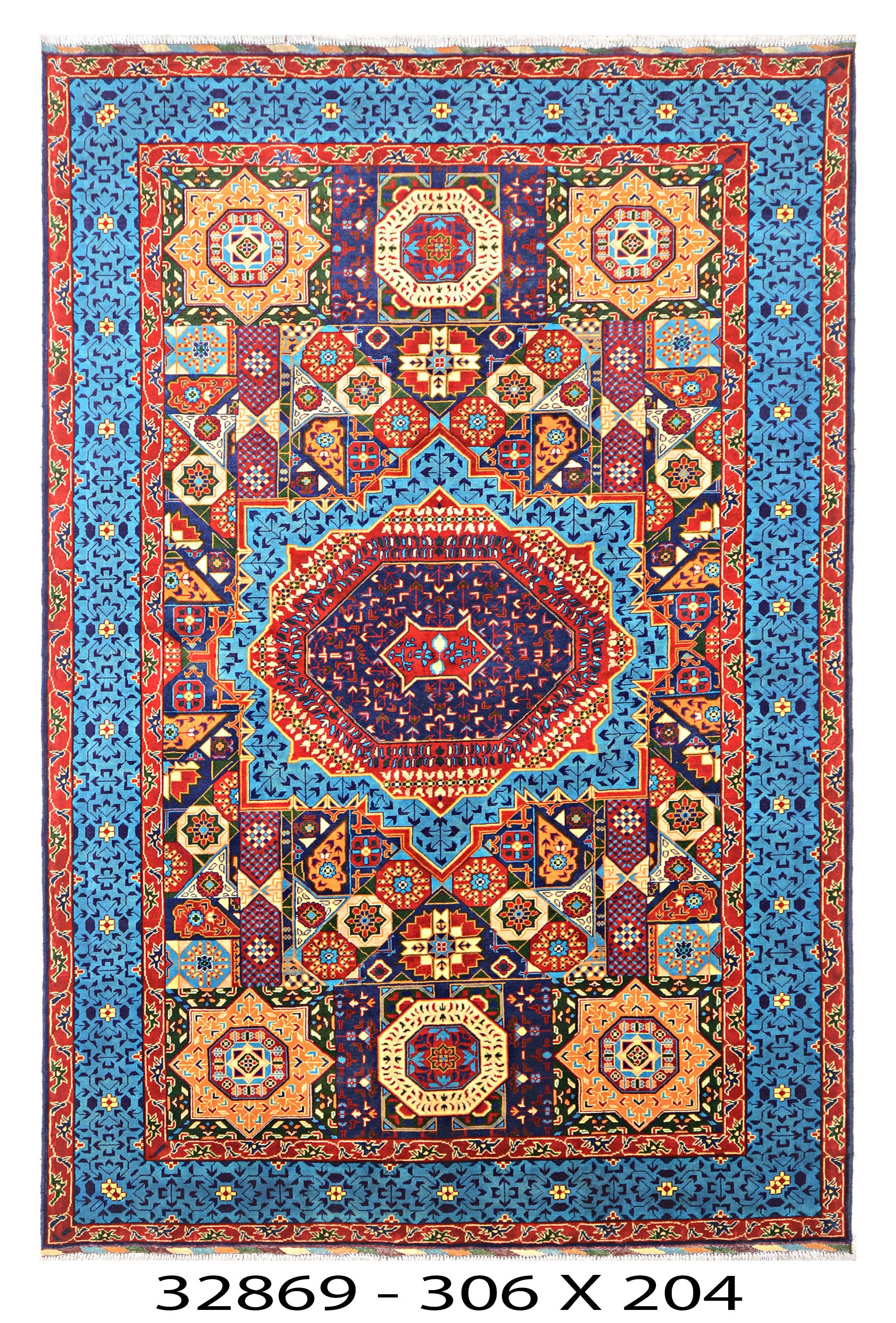Qala-e-Kabul Afghan hand-knotted Ghazni wool rug, overhead view
