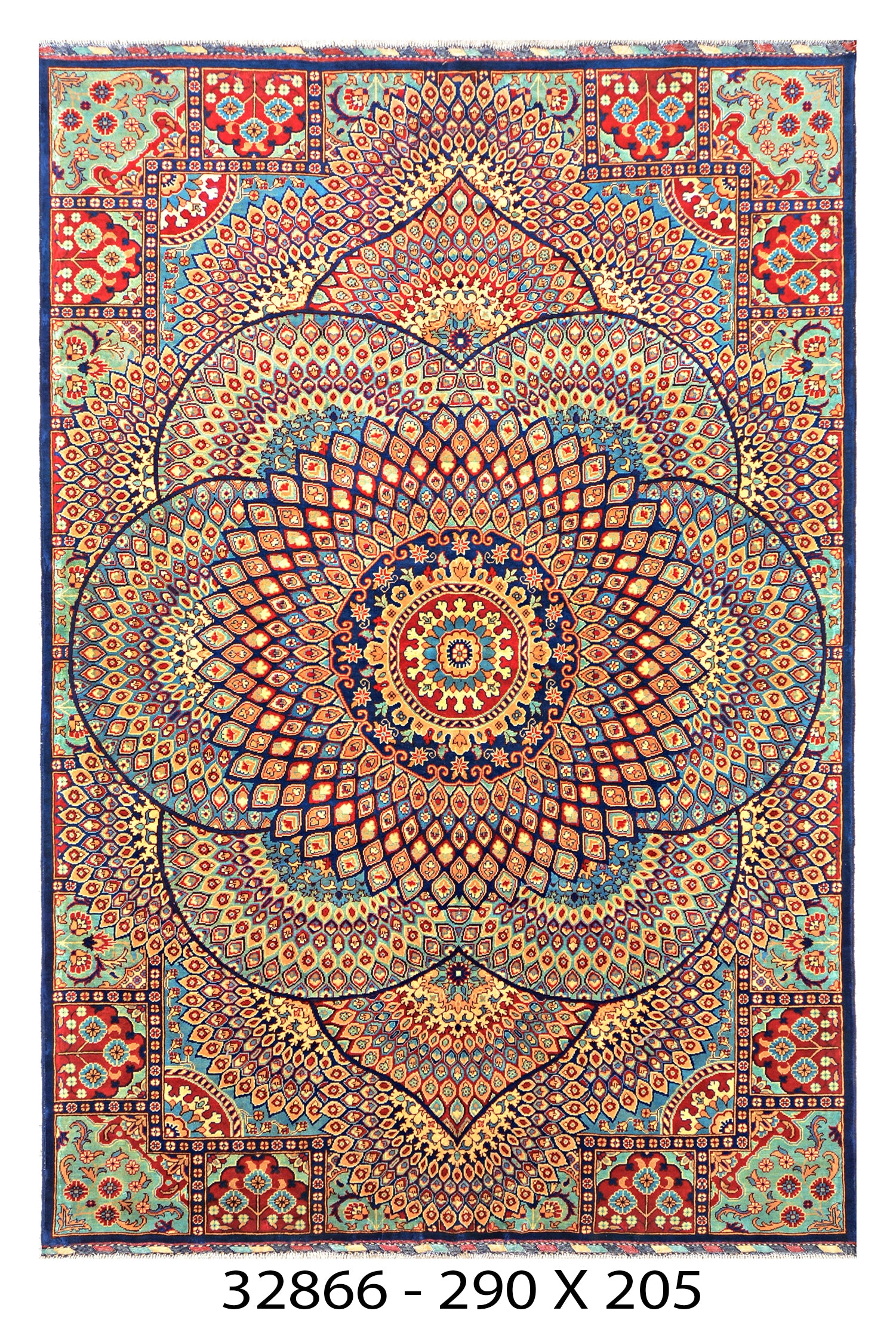 Aftab-e-Herat Afghan hand-knotted Ghazni wool rug, overhead view