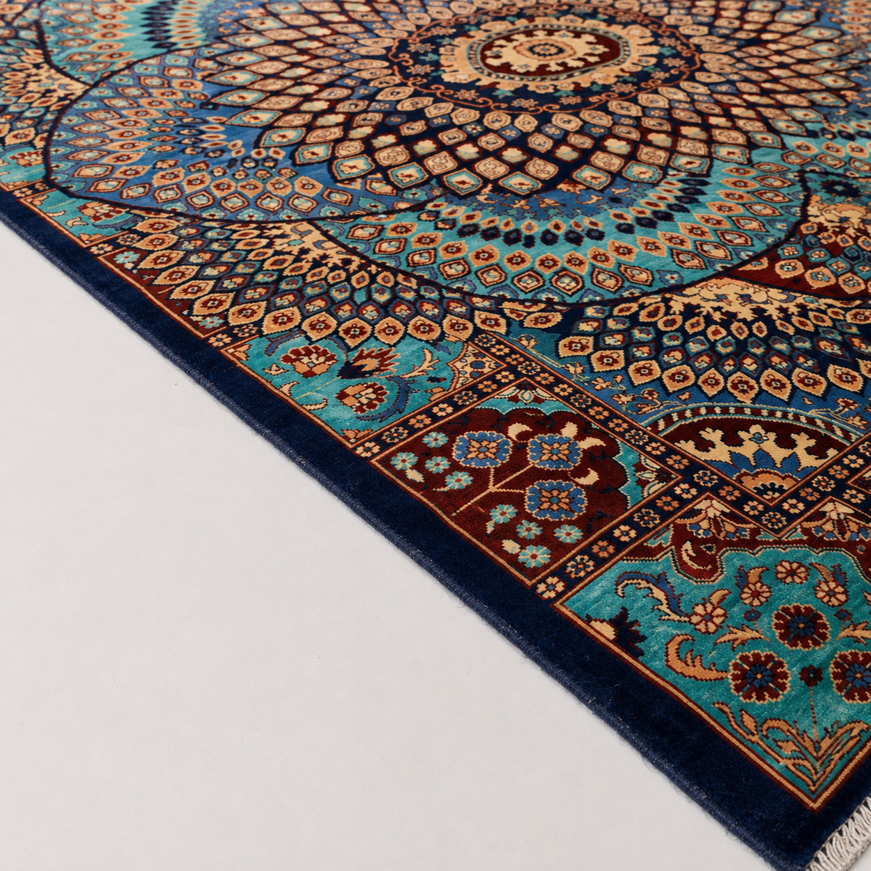 Nilufar-e-Shab Afghan Ghazni wool rug, hand-knotted detail