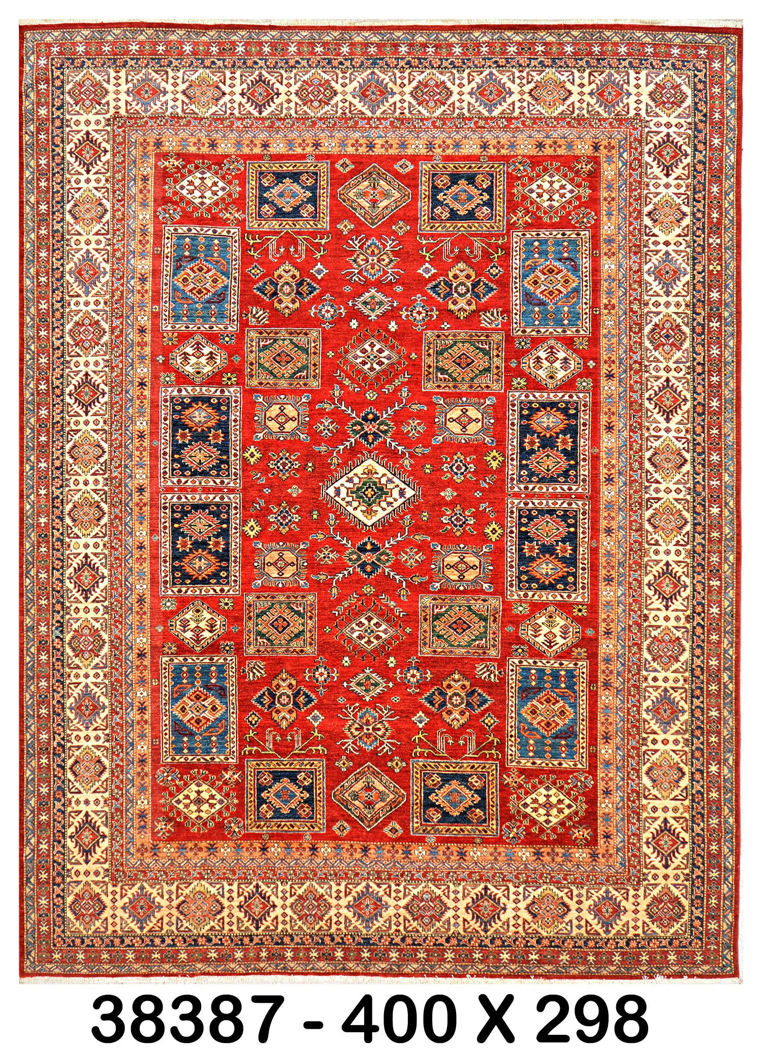 Bazaar-e-Herat Afghan hand-knotted Ghazni wool rug, overhead view