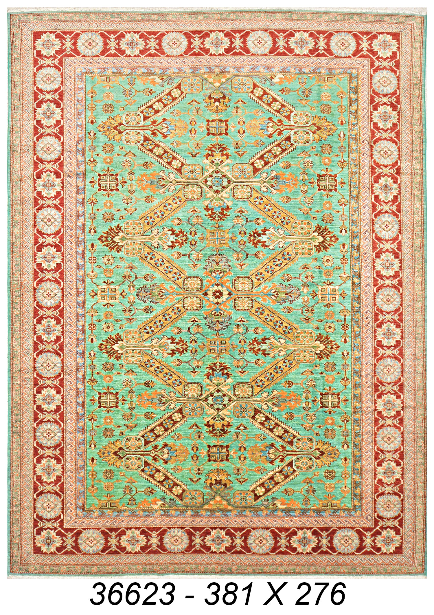 Darya-e-Ghazni Afghan hand-knotted Ghazni wool rug, overhead view