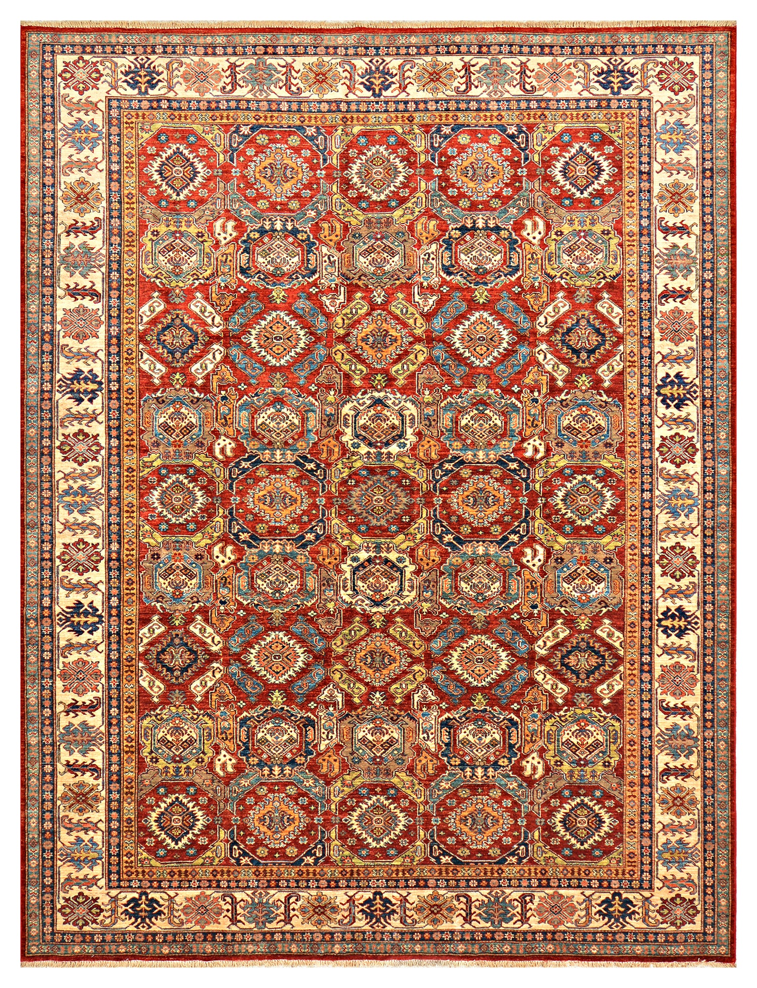 Lalzar-e-Balkh Afghan hand-knotted Ghazni wool rug, overhead view
