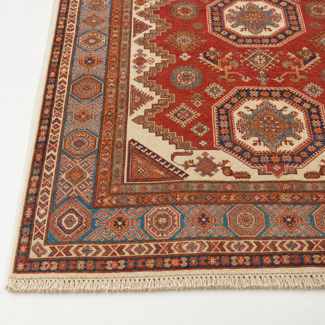 Yaqut-e-Ghazni Afghan Ghazni wool rug, hand-knotted detail