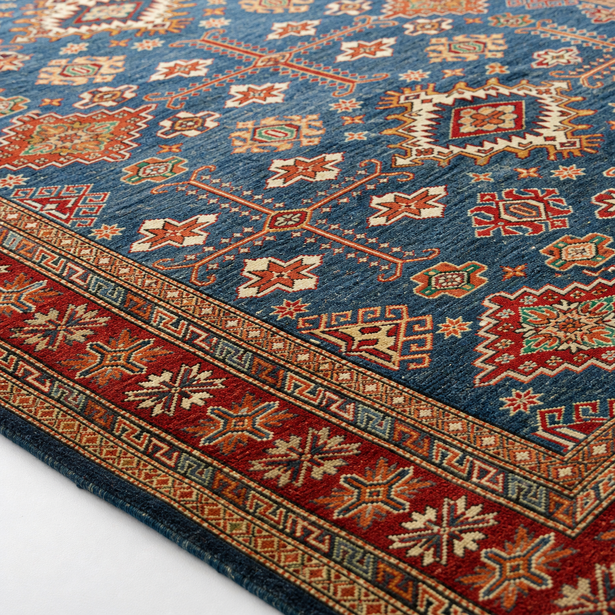 Shab-e-Badakhshan Afghan Ghazni wool rug, hand-knotted detail