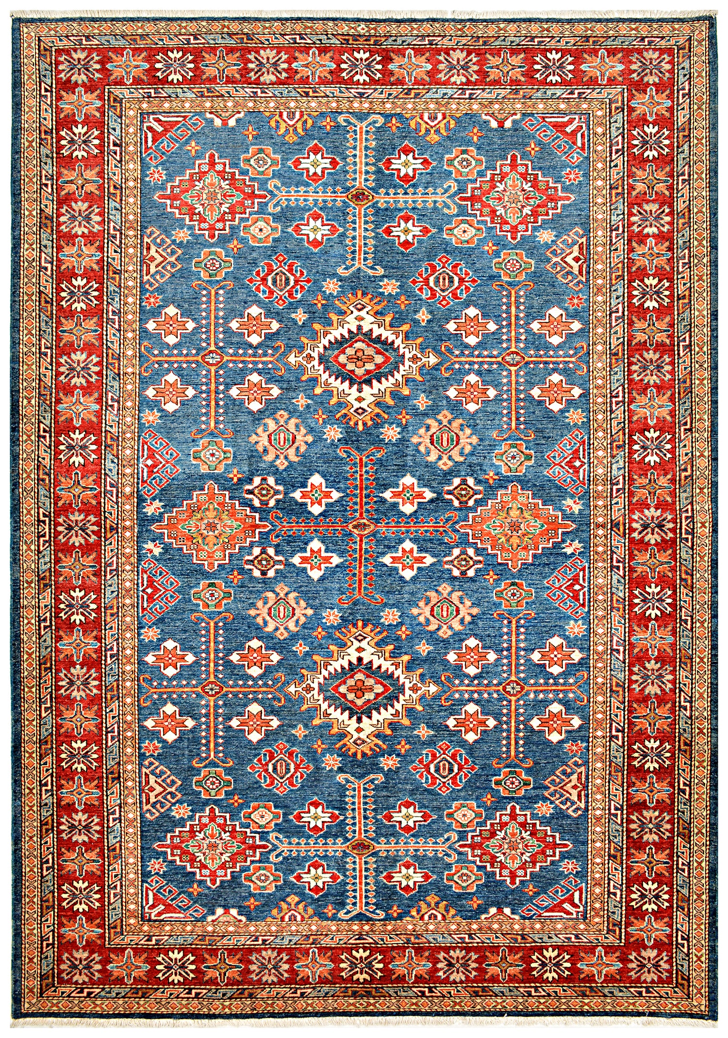 Shab-e-Badakhshan Afghan hand-knotted Ghazni wool rug, overhead view