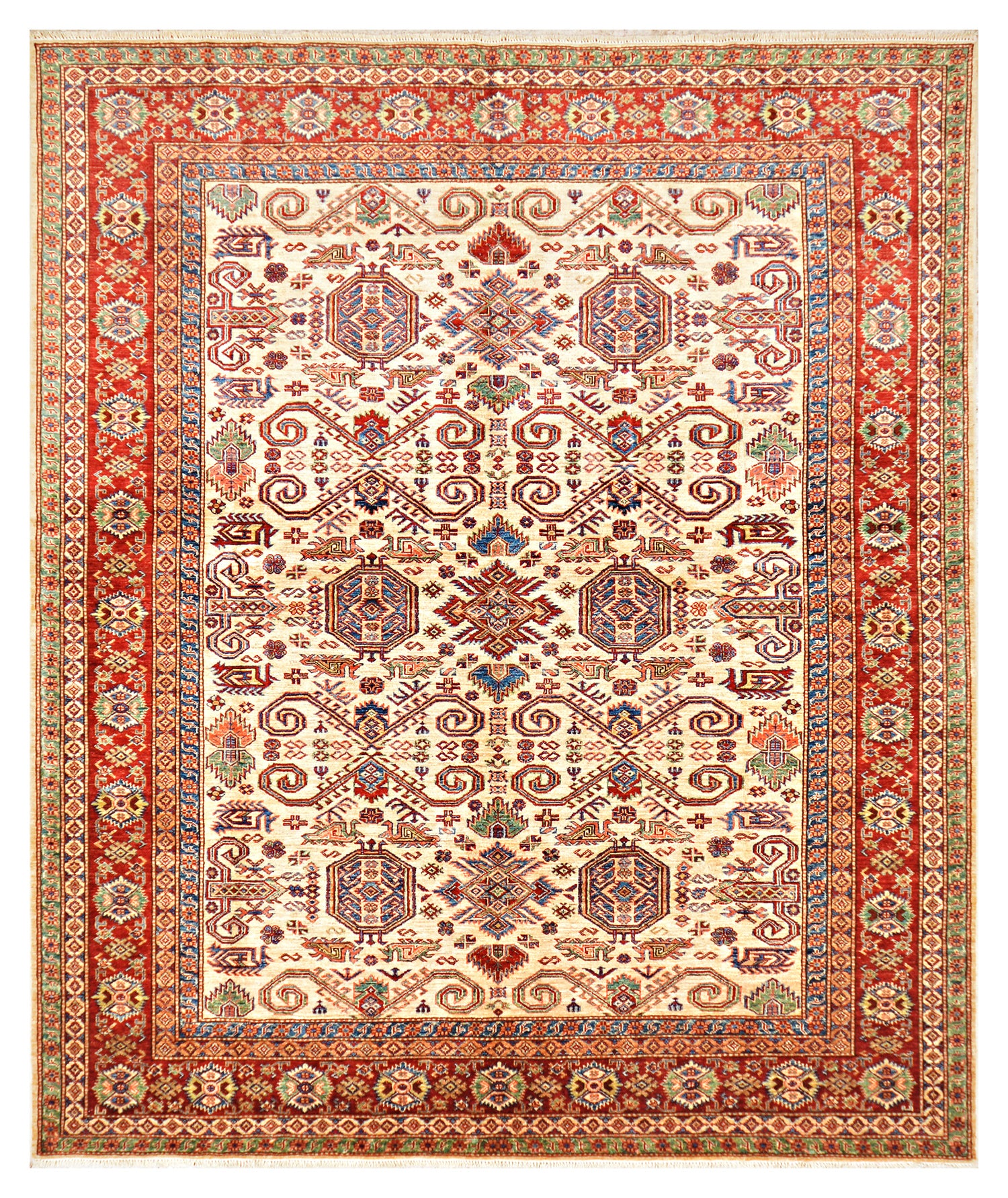 Sahar-e-Bamyan Afghan hand-knotted Ghazni wool rug, overhead view