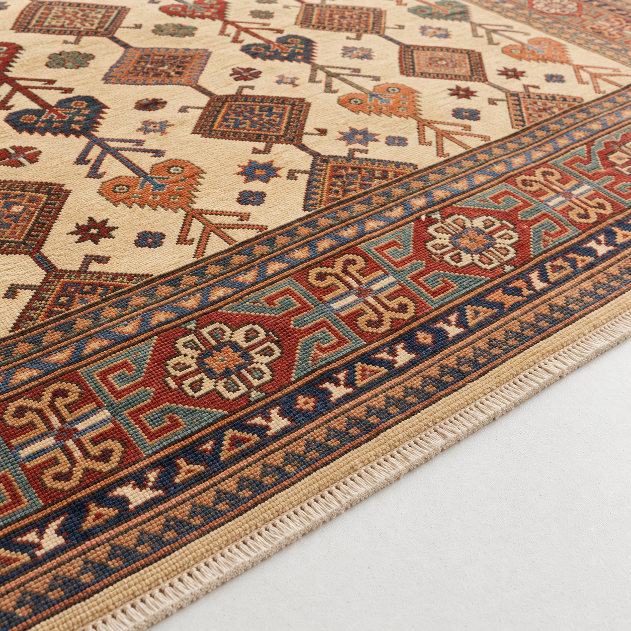 Bagh-e-Paghman Afghan Ghazni wool rug, hand-knotted detail
